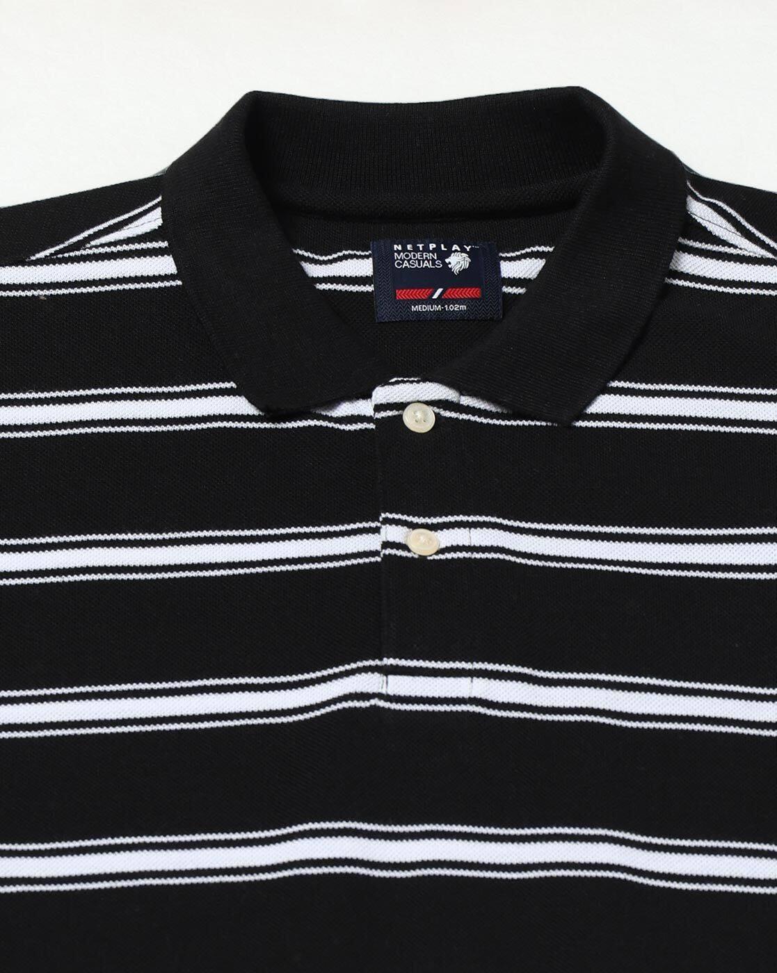 NETPLAY | Men Striped Slim Fit Polo T-Shirt|4