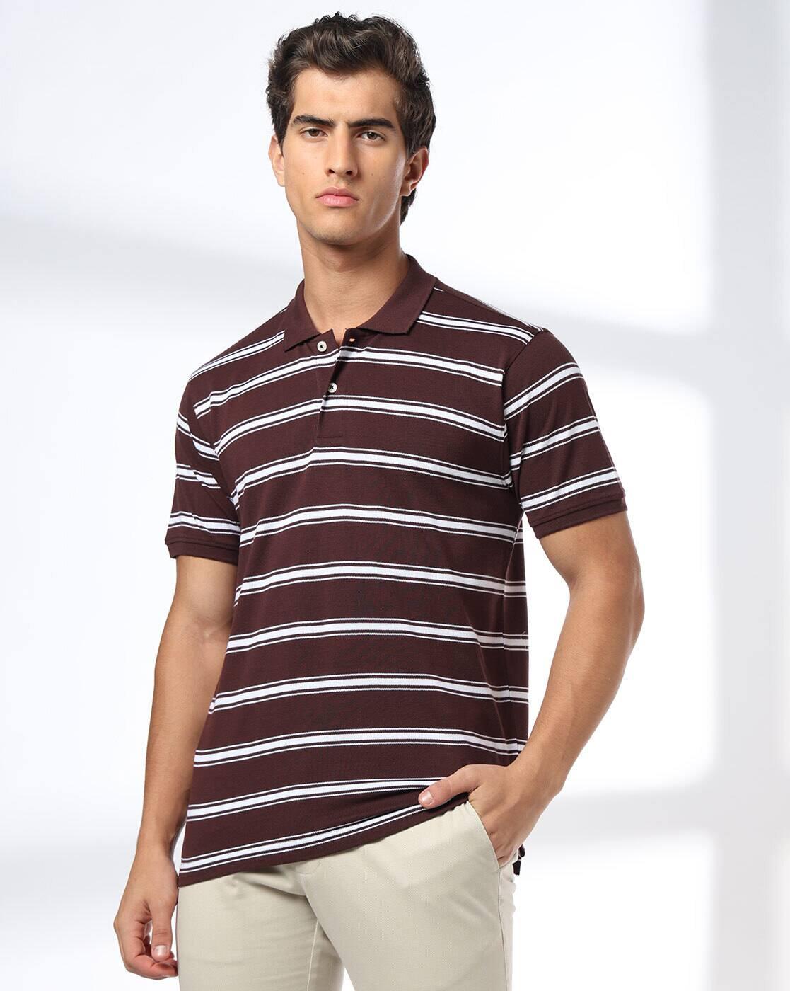NETPLAY | Men Striped Slim Fit Polo T-Shirt|0