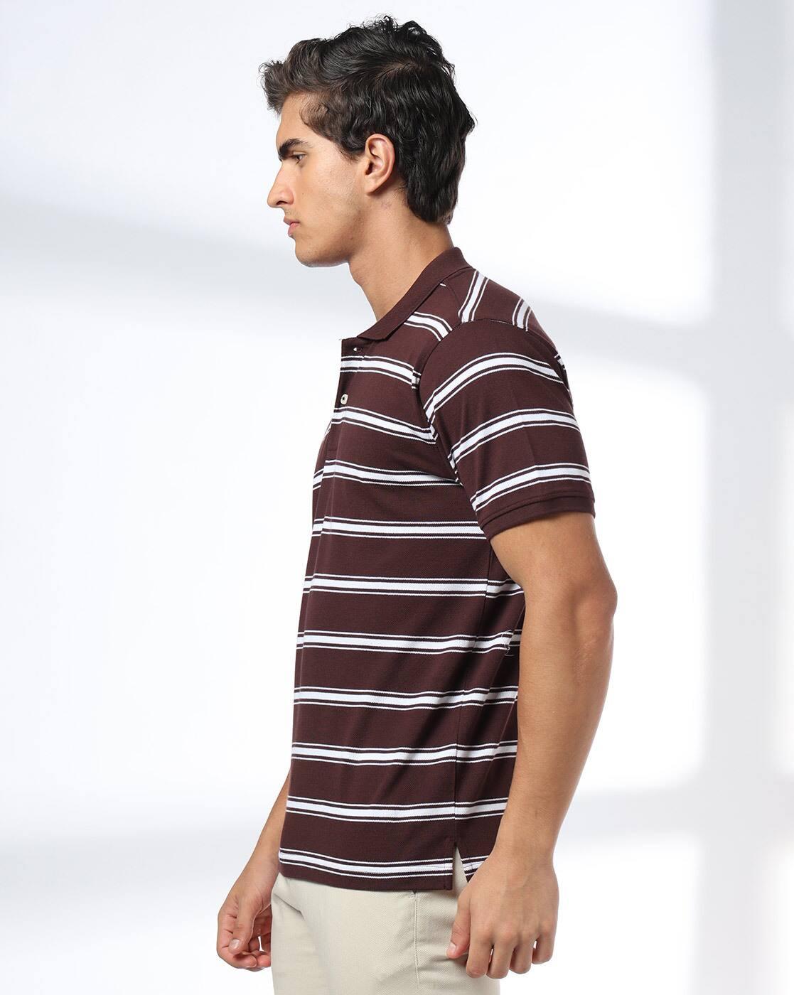 NETPLAY | Men Striped Slim Fit Polo T-Shirt|1