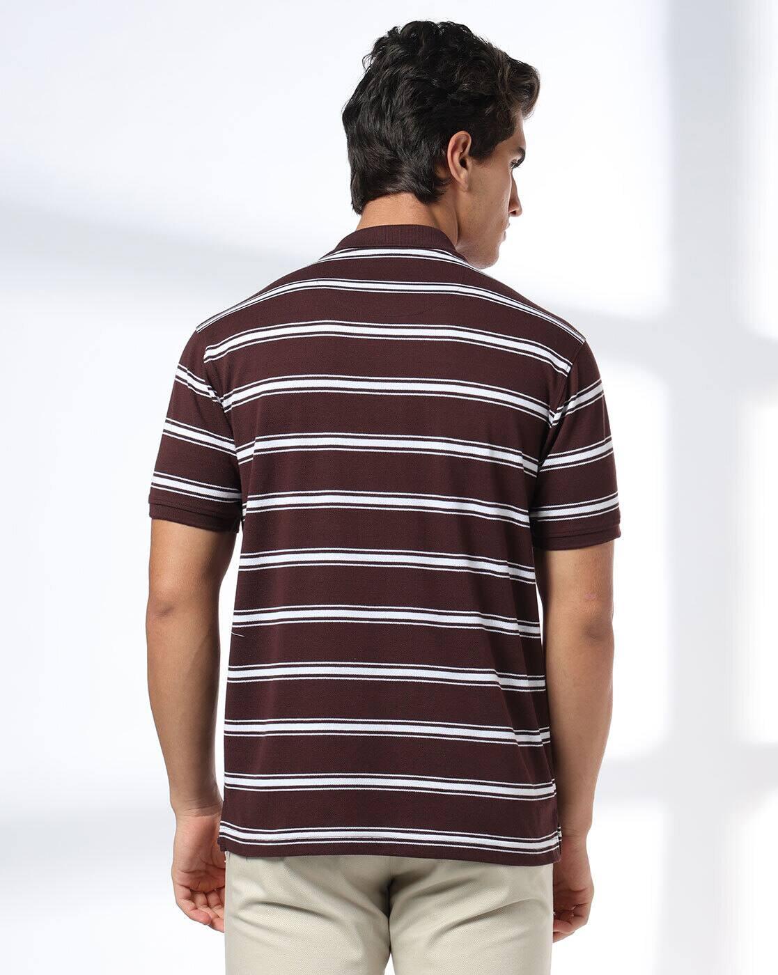 NETPLAY | Men Striped Slim Fit Polo T-Shirt|2