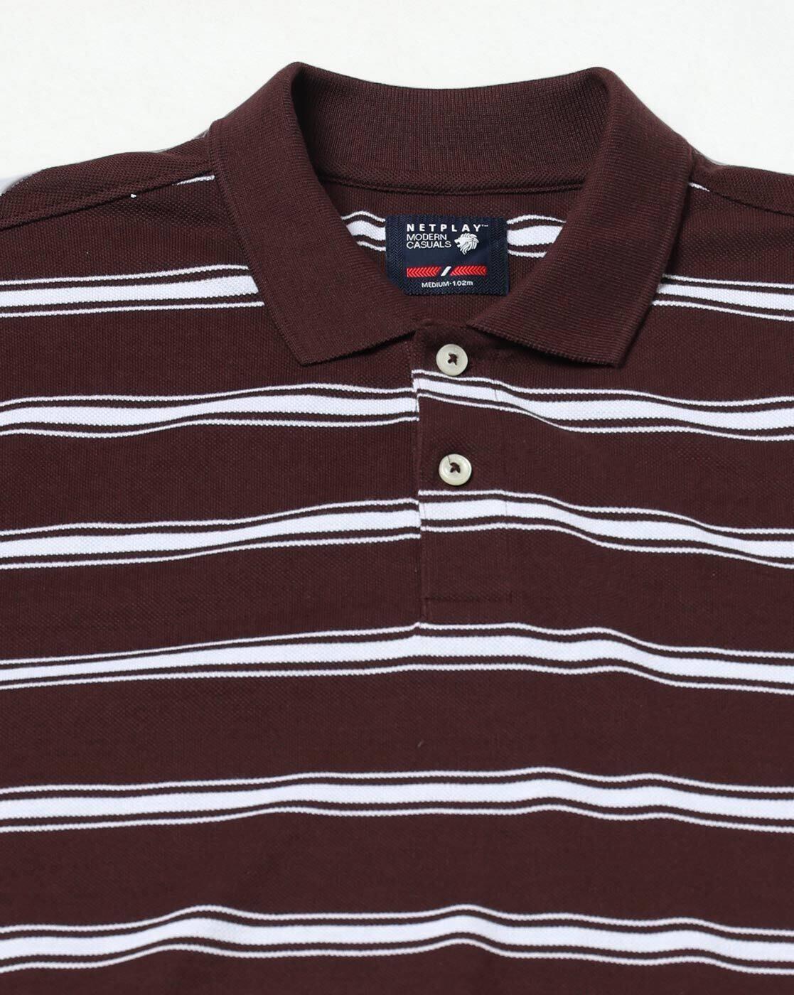 NETPLAY | Men Striped Slim Fit Polo T-Shirt|4