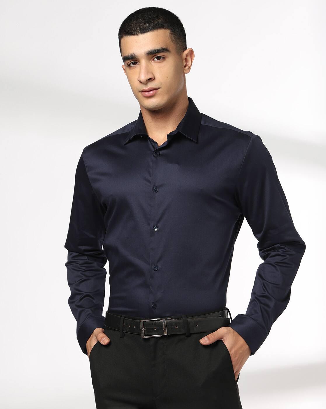 NETPLAY | Men Slim Fit Shirt with Spread Collar|0