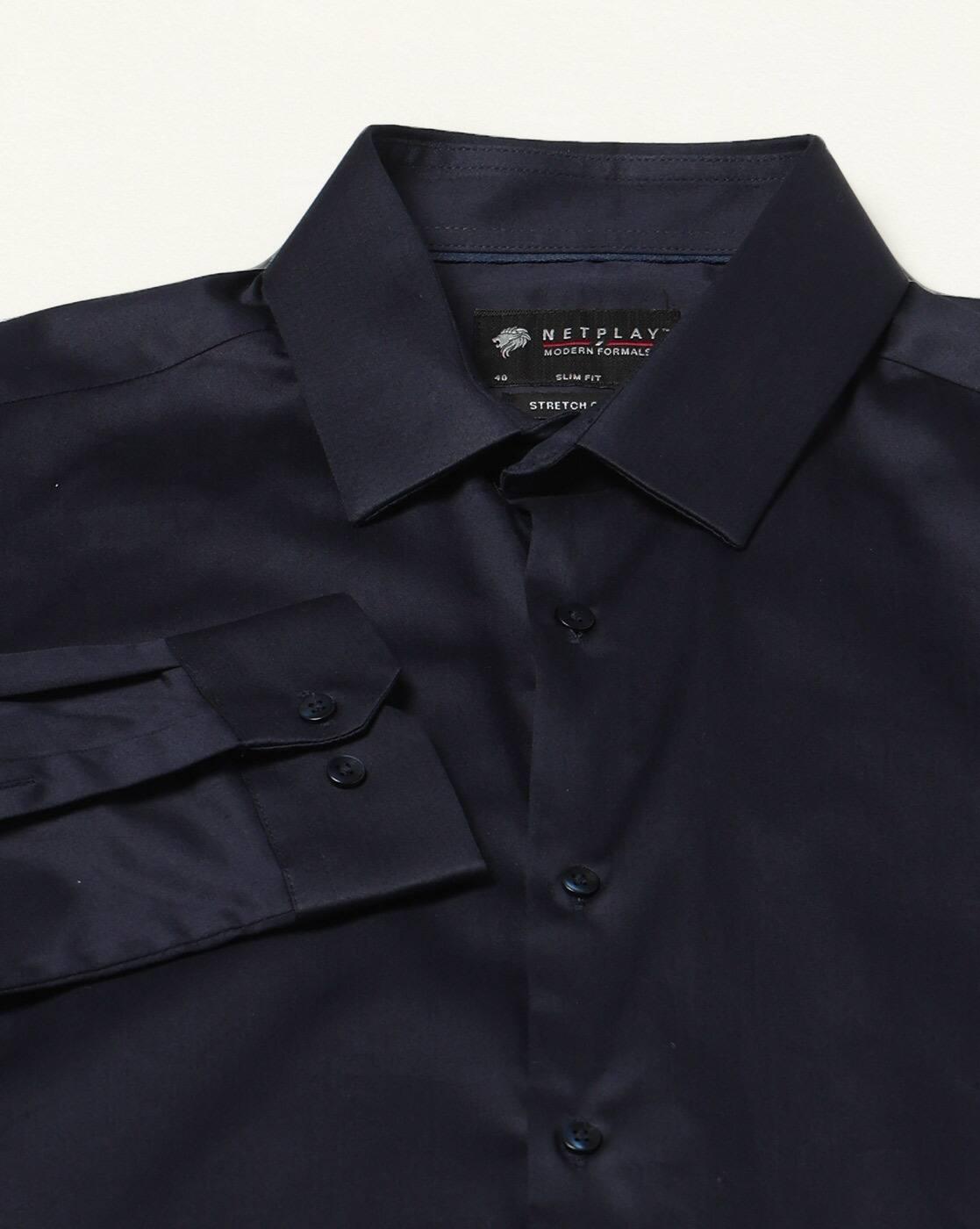 NETPLAY | Men Slim Fit Shirt with Spread Collar|5