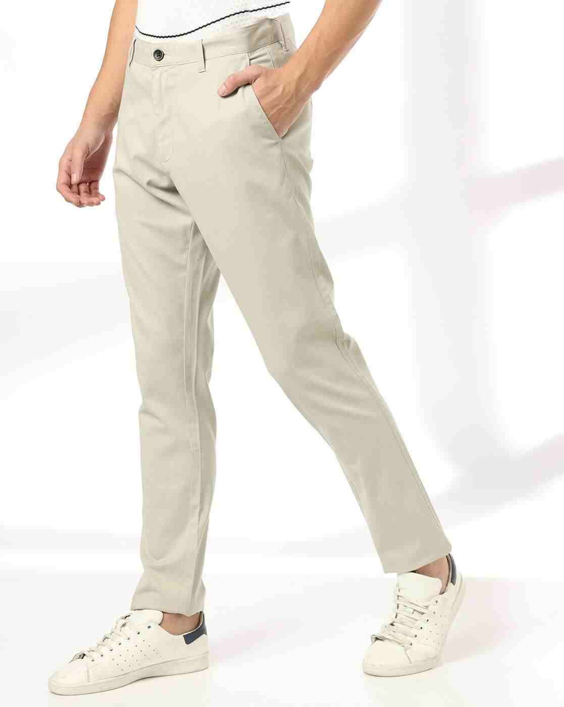 Men Slim Fit Flat-Front Chinos