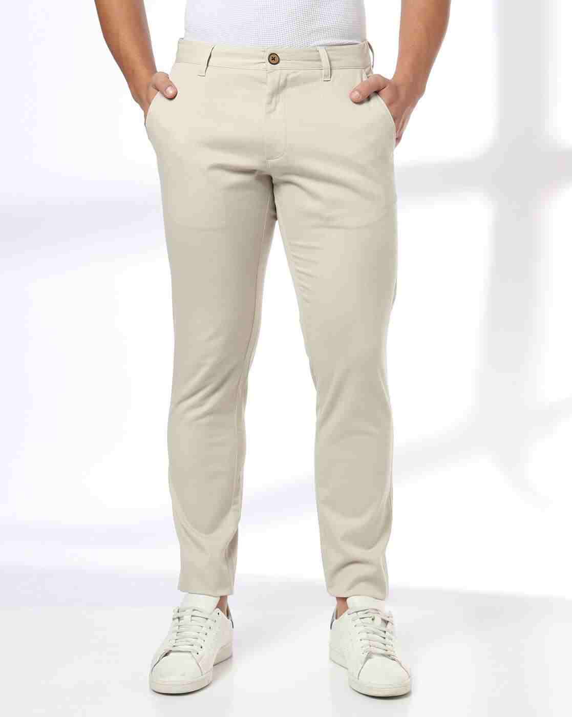 Men Slim Fit Flat-Front Chinos