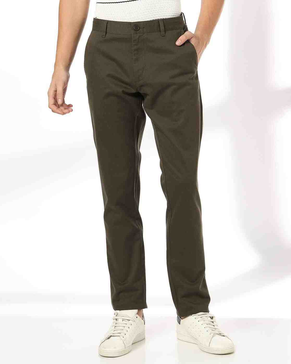 Men Slim Fit Flat-Front Chinos