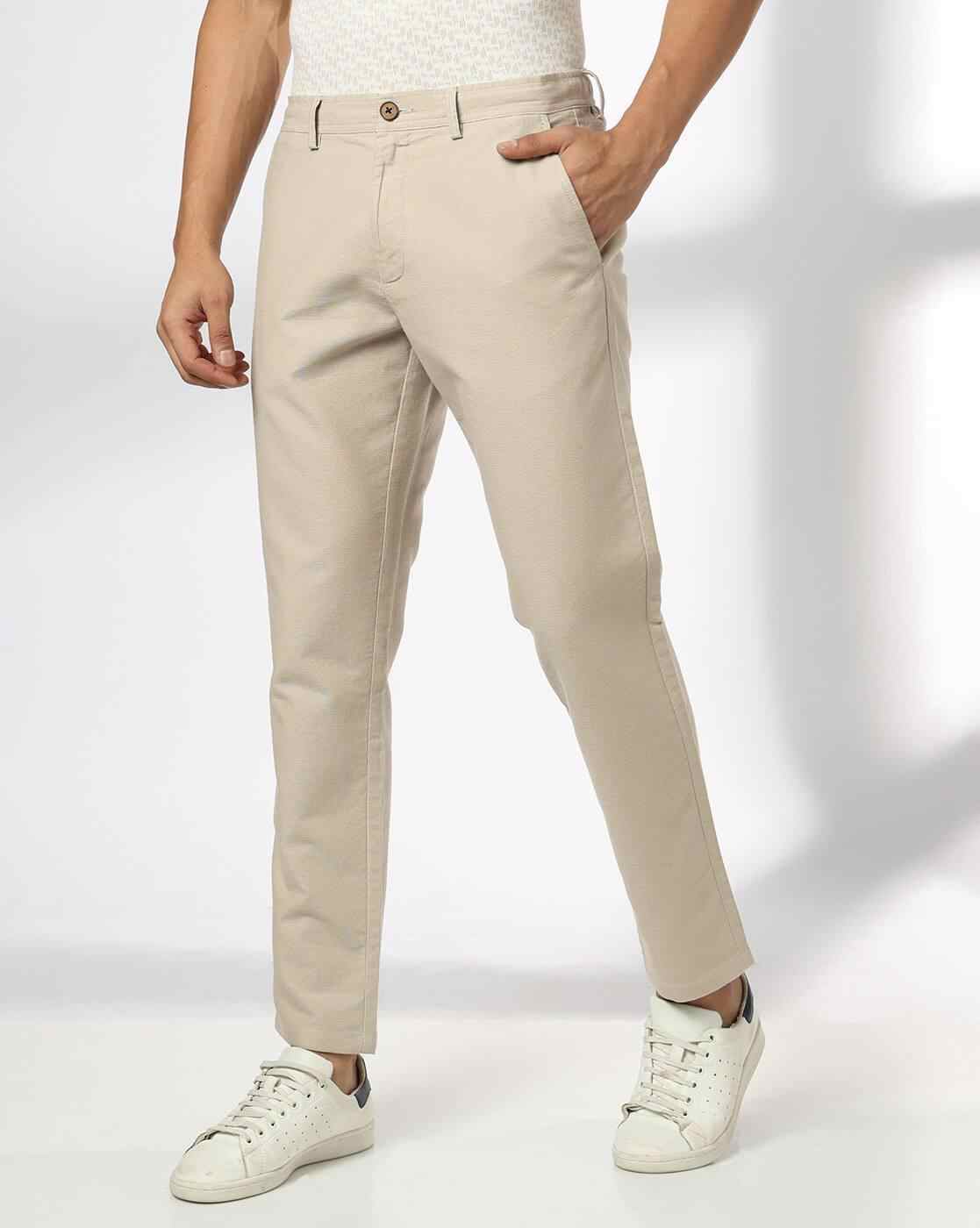 Men Slim Fit Flat-Front Trousers