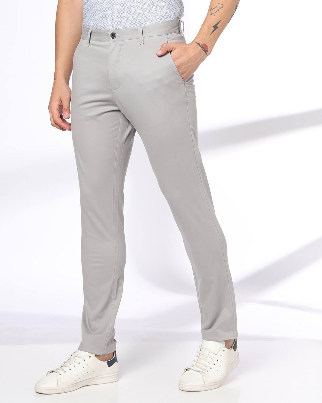 Men Slim Fit Flat-Front Chinos
