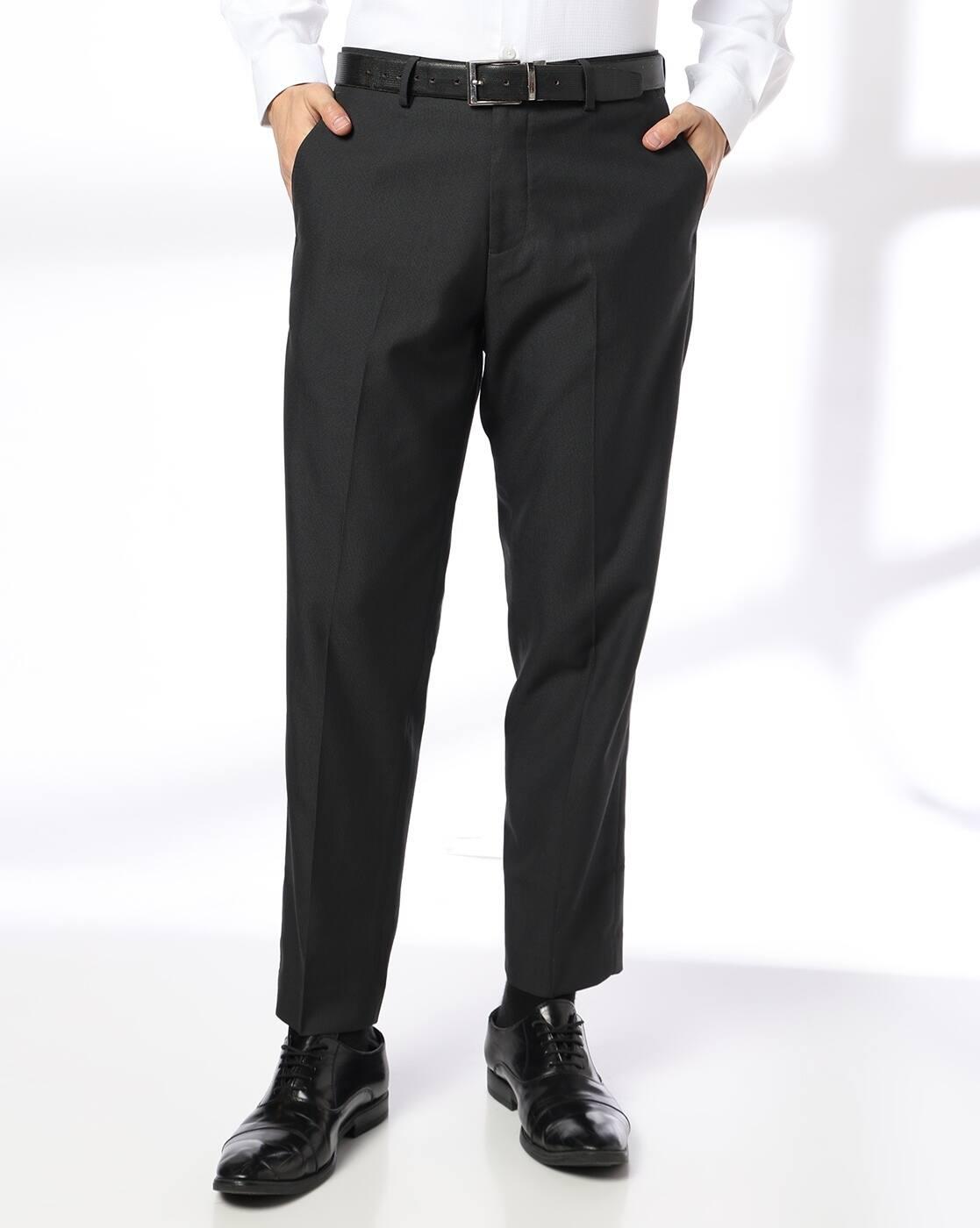 Men Slim Fit Flat-Front Trousers
