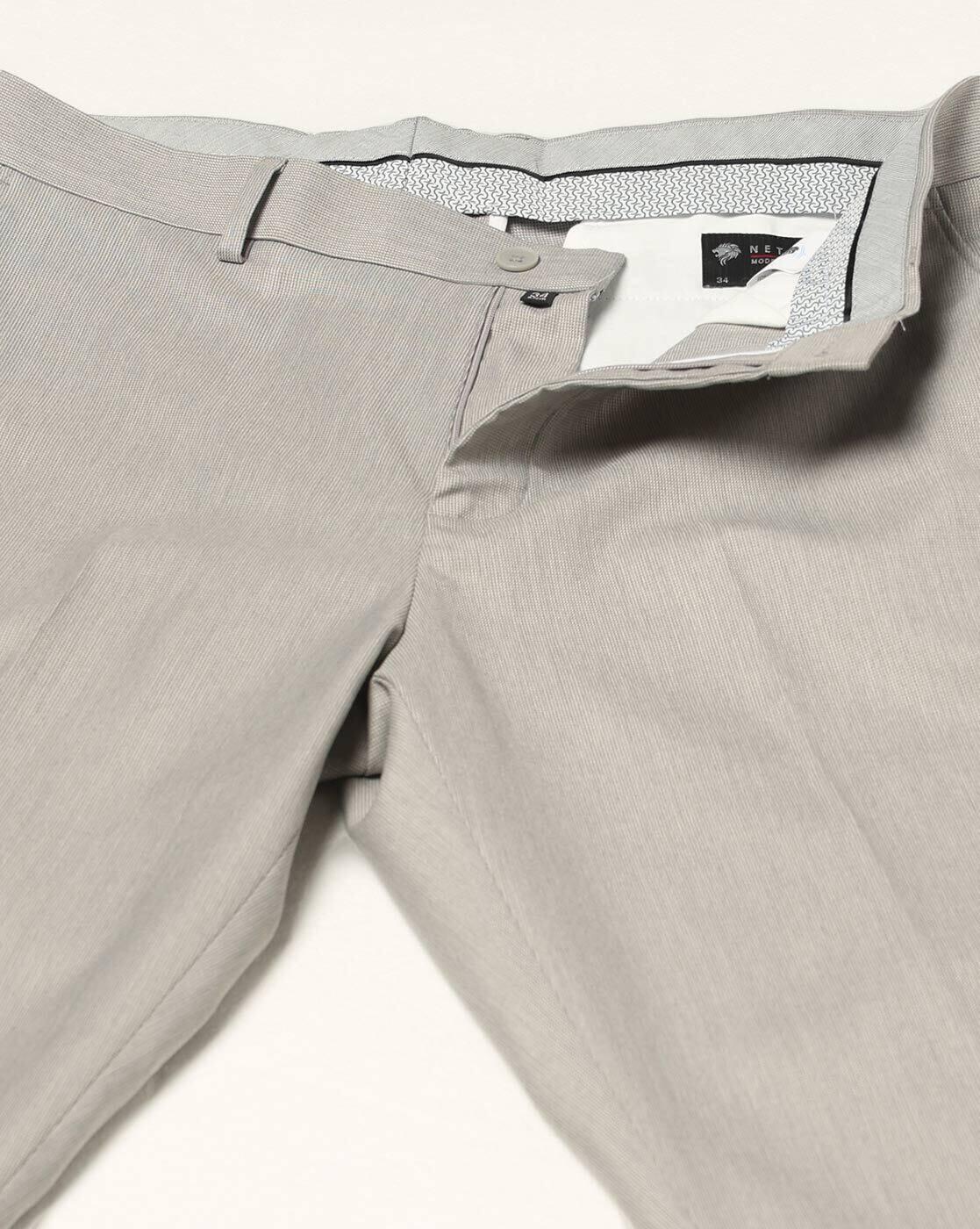 NETPLAY | Men Slim Fit Flat-Front Trousers|4