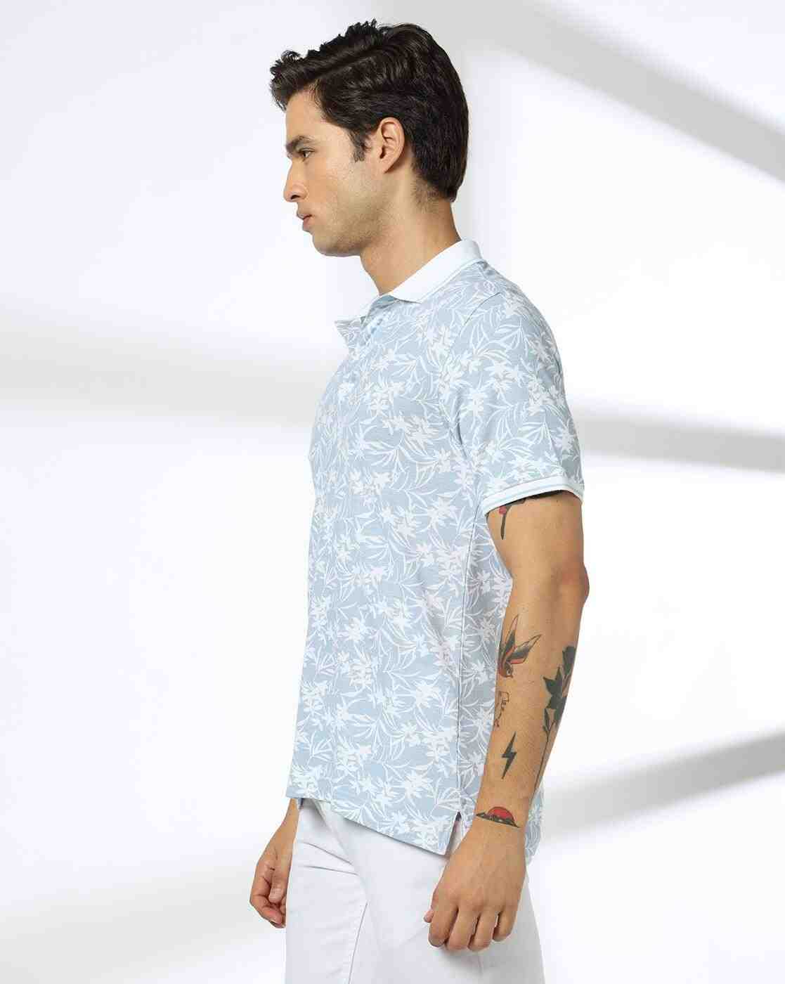 NETPLAY | Men Printed Slim Fit Polo T-Shirt|1