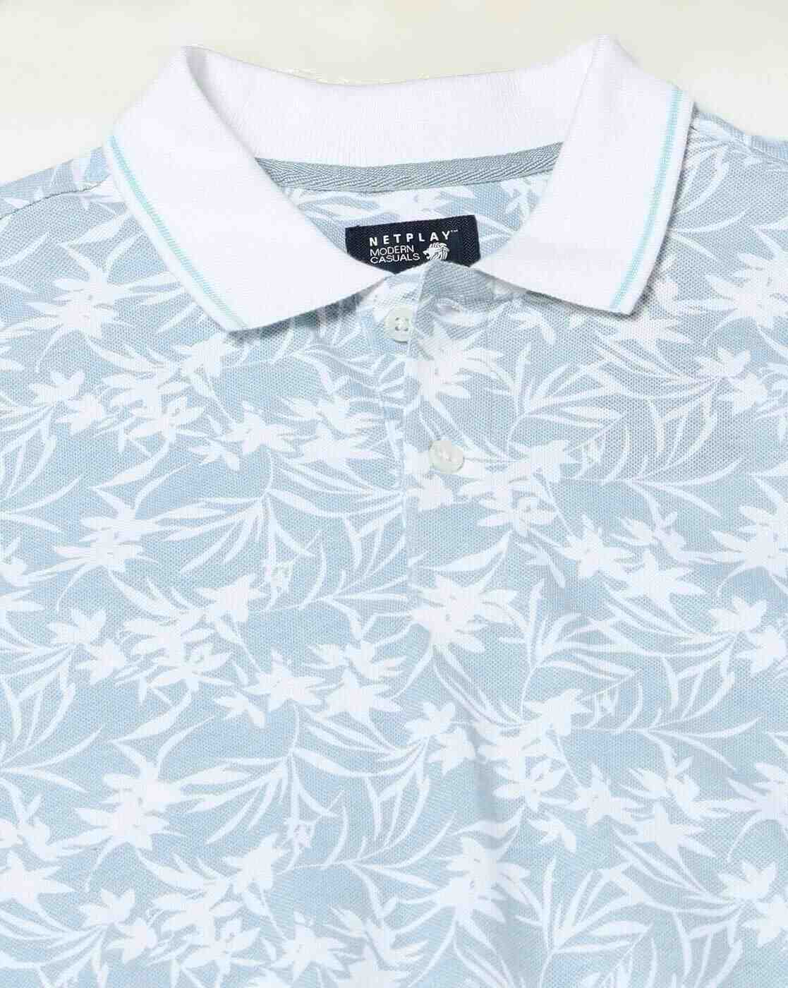 NETPLAY | Men Printed Slim Fit Polo T-Shirt|4
