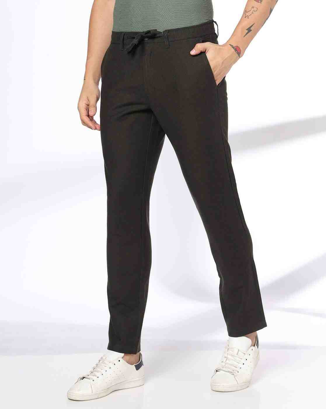 Men Slim Fit Flat-Front Trousers