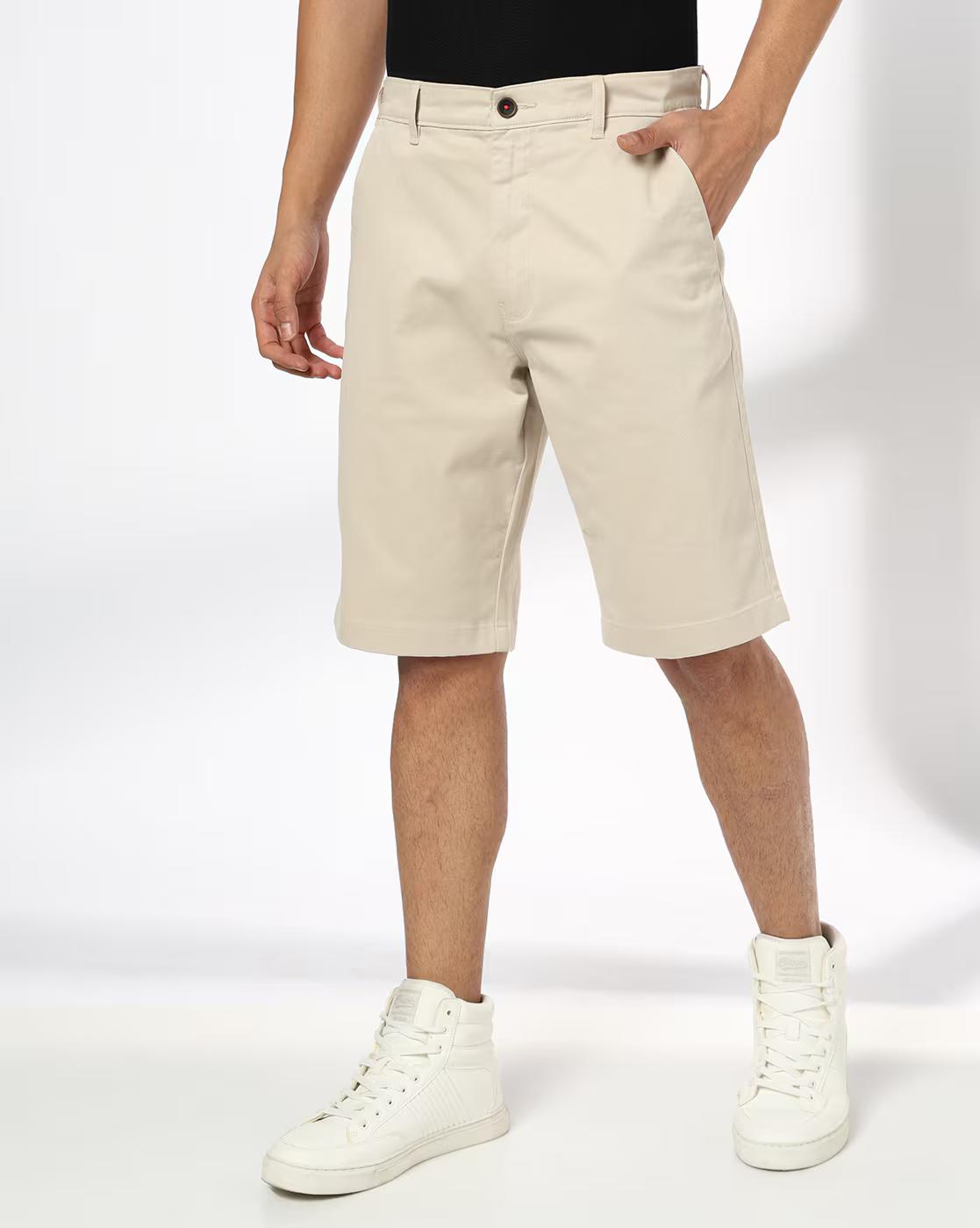 Men Regular Fit Flat-Front Shorts