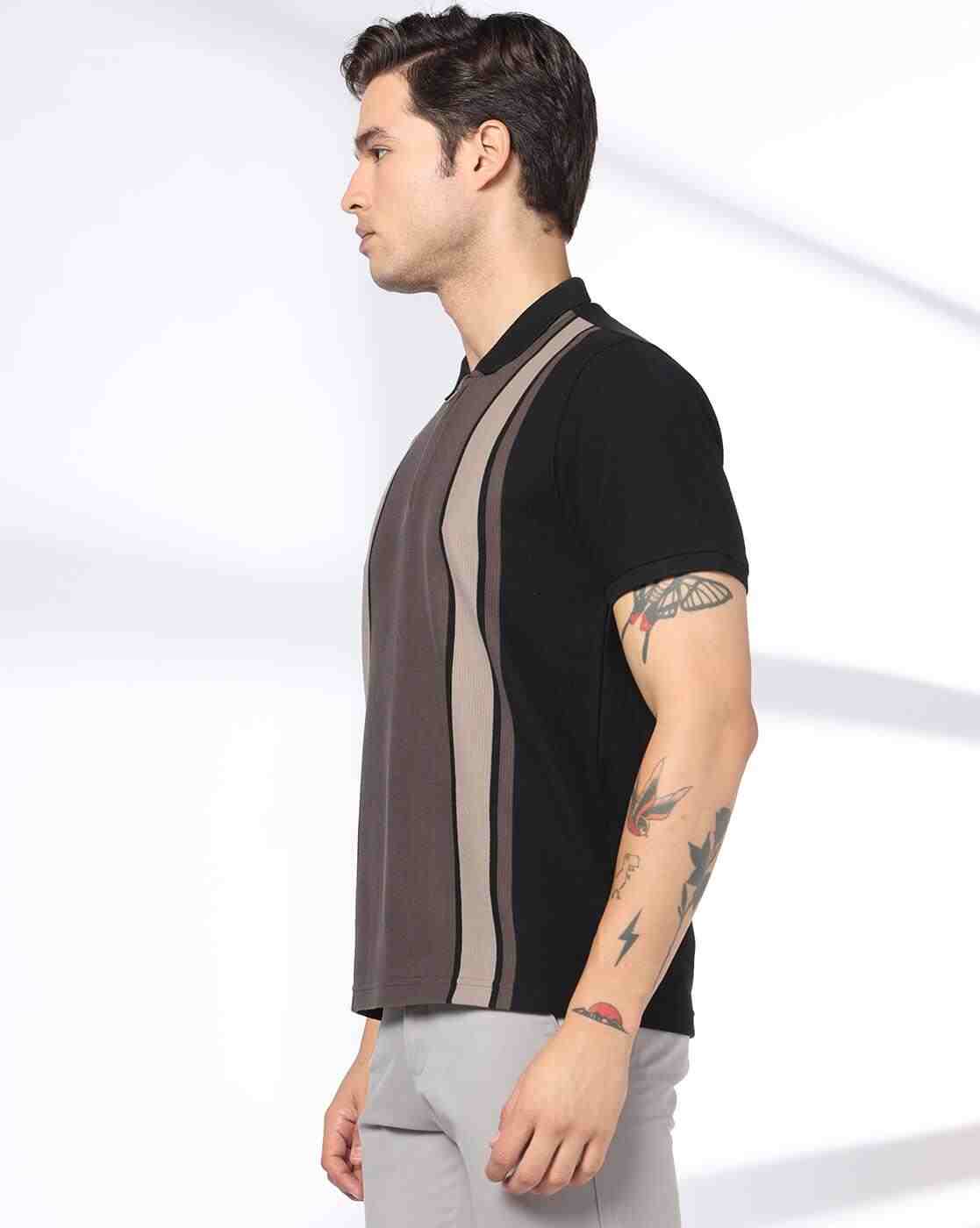 NETPLAY | Men Vertical Striped Slim Fit Polo T-Shirt|1