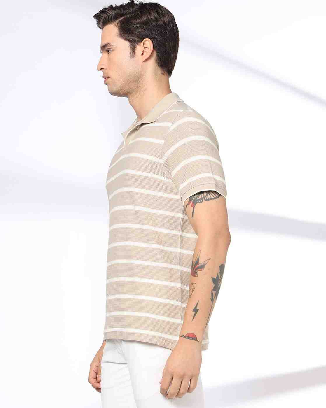 NETPLAY | Men Striped Slim Fit Polo T-Shirt|1