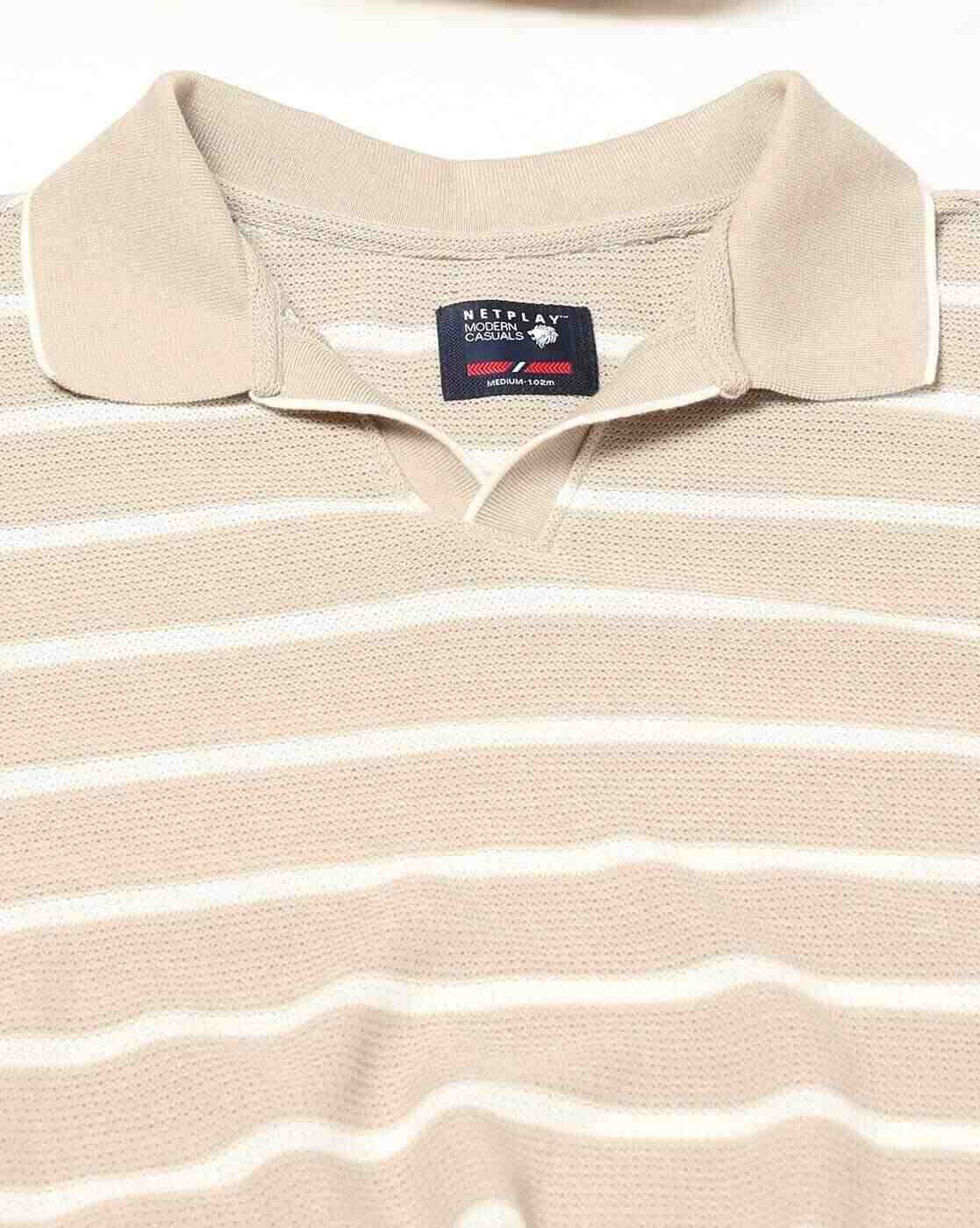 NETPLAY | Men Striped Slim Fit Polo T-Shirt|4