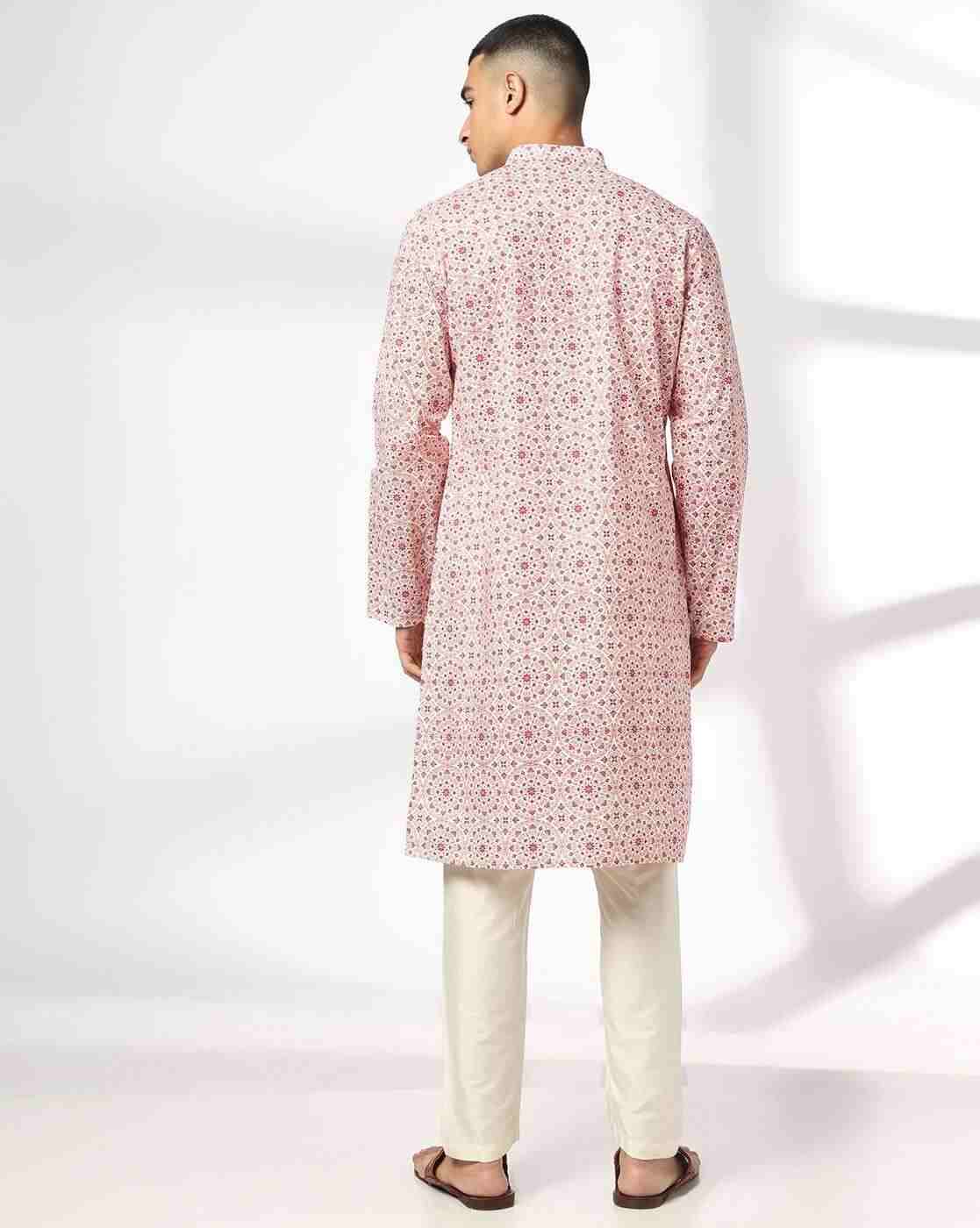 NETPLAY | Men Floral Print Slim Fit Long Kurta|2