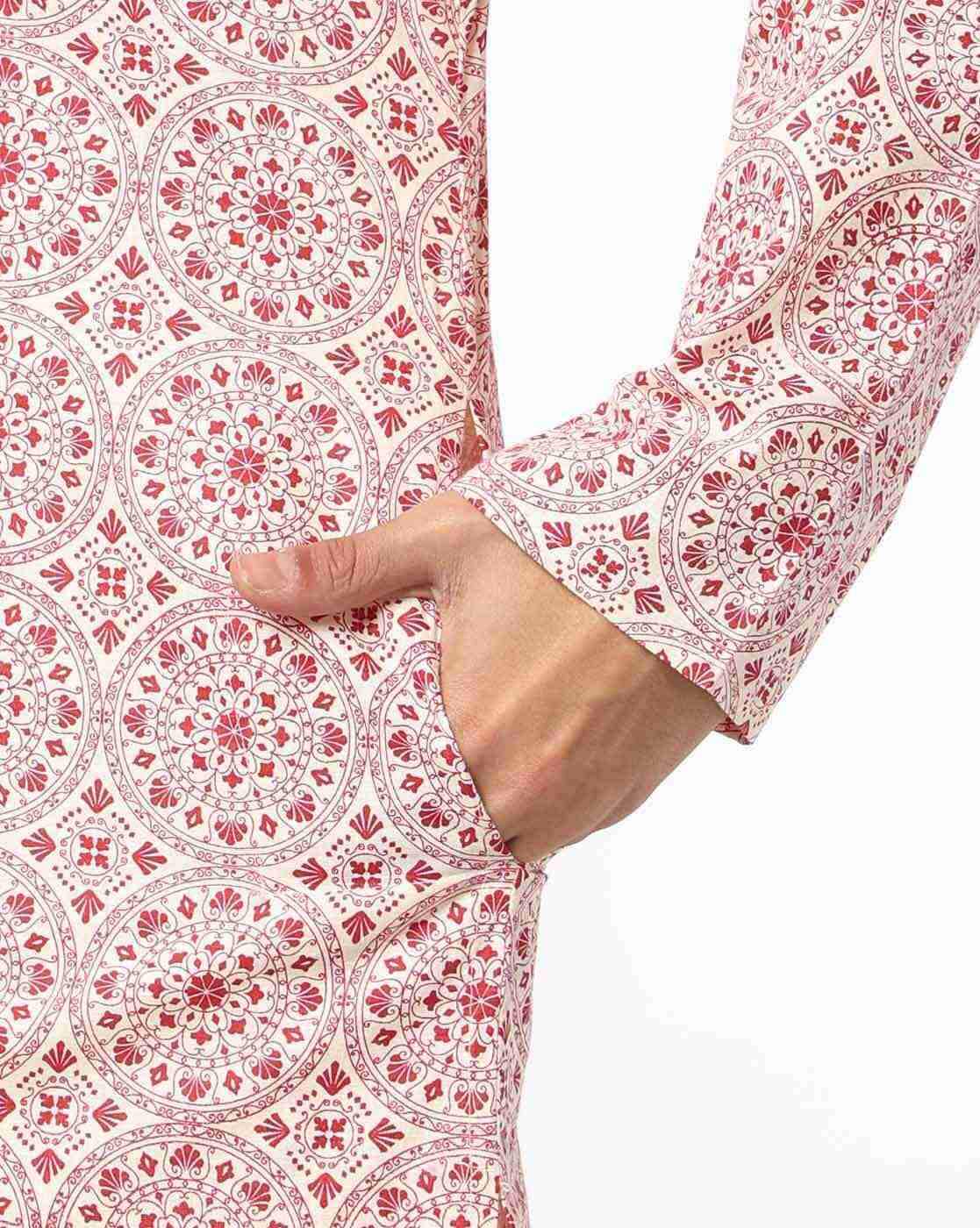 NETPLAY | Men Floral Print Slim Fit Long Kurta|4