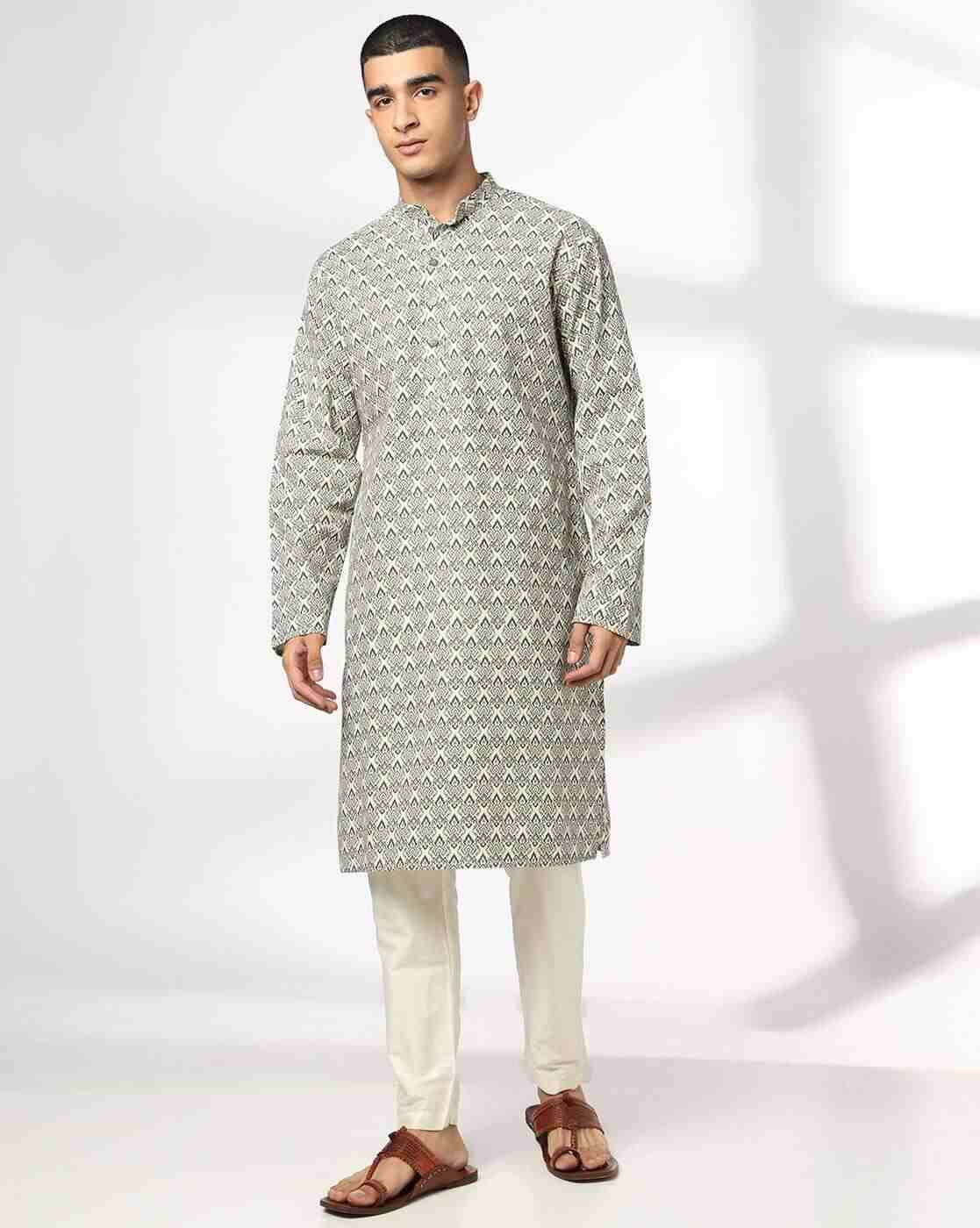 NETPLAY | Men Printed Slim Fit Long Kurta|0