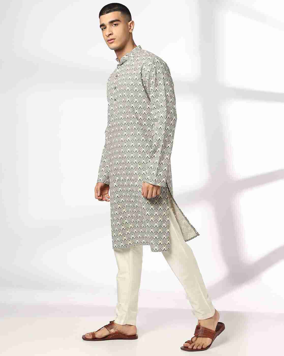 NETPLAY | Men Printed Slim Fit Long Kurta|1