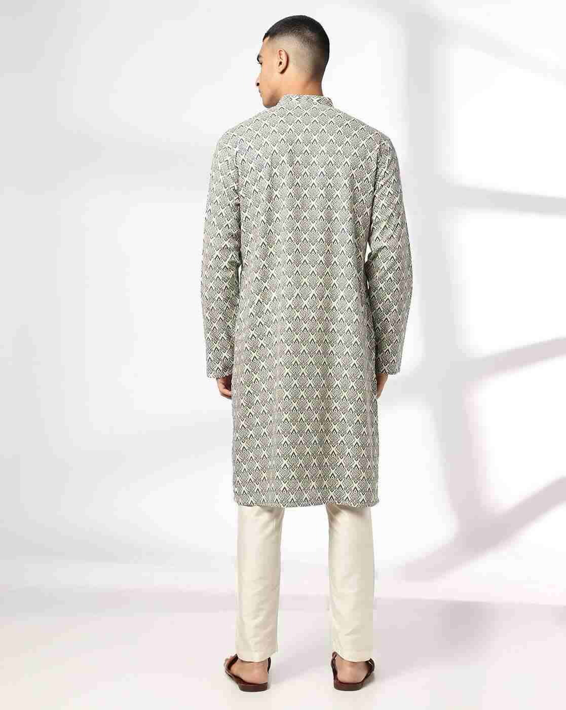 NETPLAY | Men Printed Slim Fit Long Kurta|2