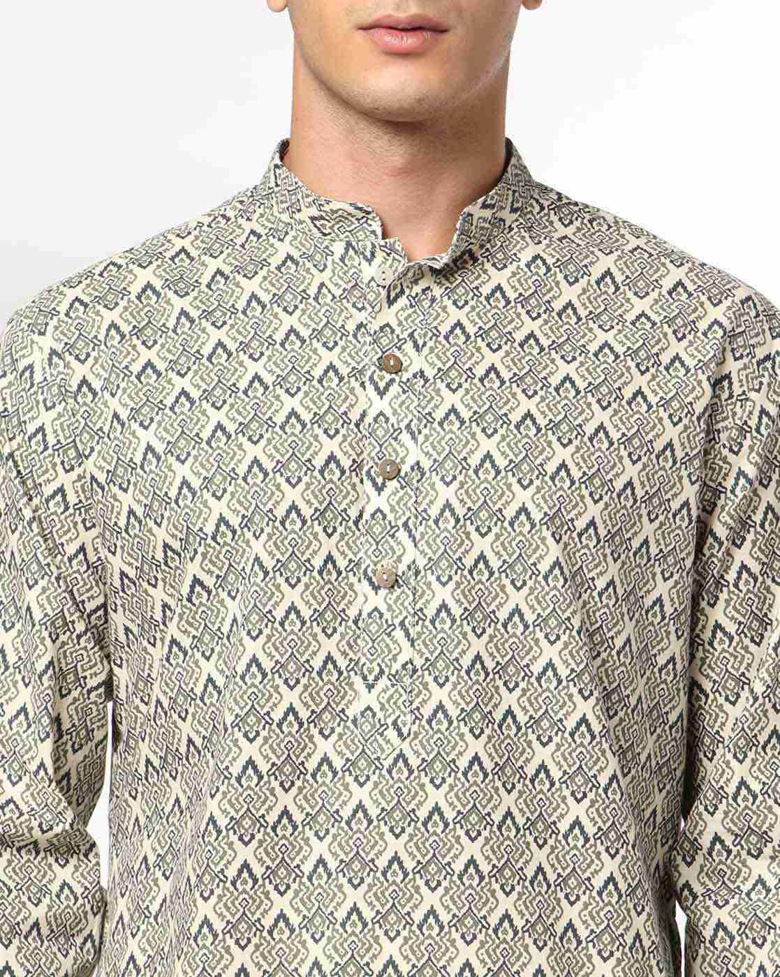 NETPLAY | Men Printed Slim Fit Long Kurta|3