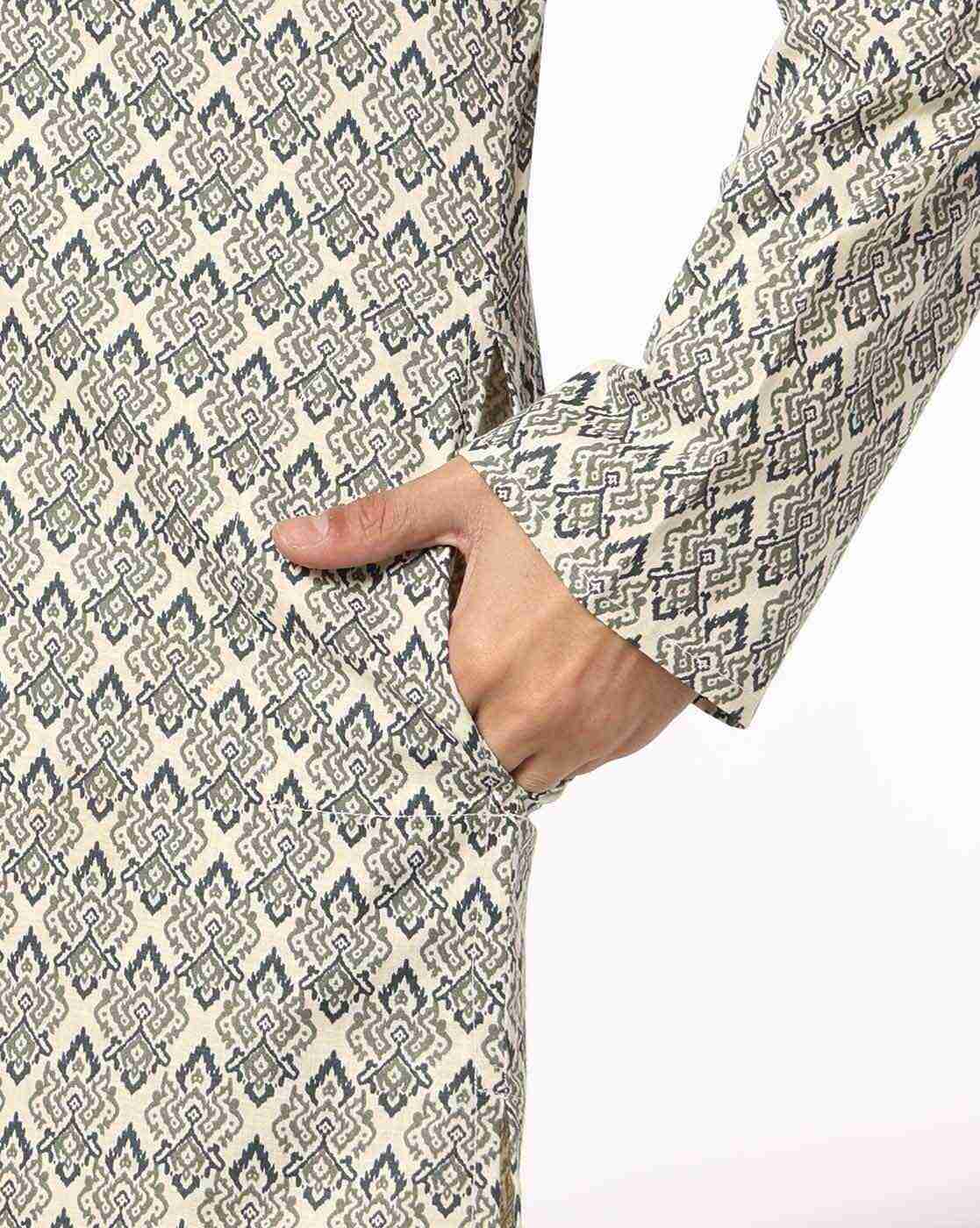 NETPLAY | Men Printed Slim Fit Long Kurta|4