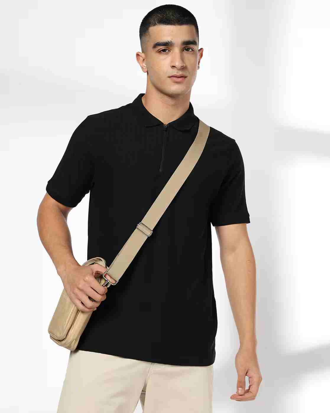 Men Structured Slim Fit Polo T-Shirt