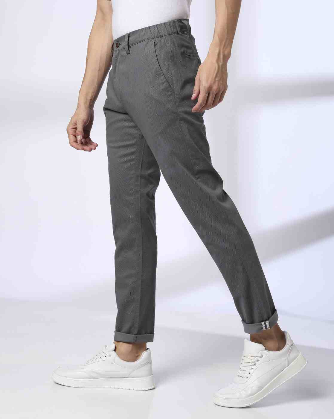 NETPLAY | Men Printed Cropped Fit Chinos|1