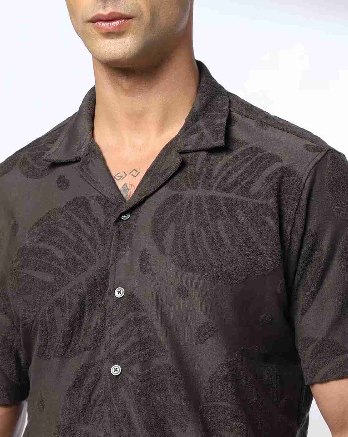 NETPLAY | Men Leaf Pattern Slim Fit Shirt|3