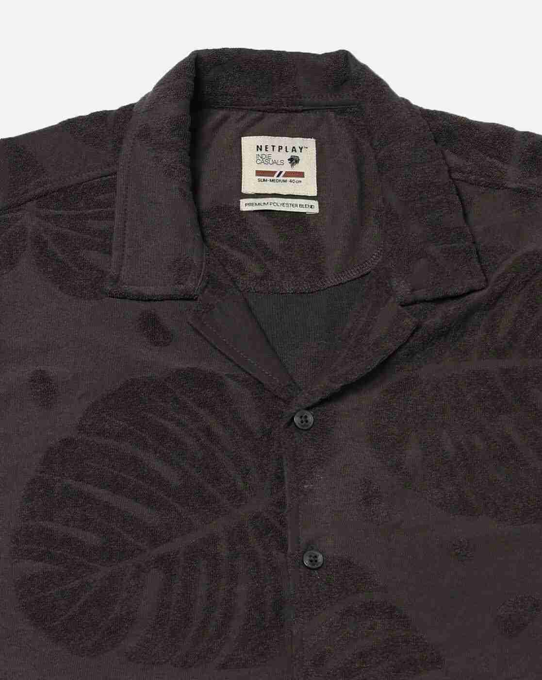 NETPLAY | Men Leaf Pattern Slim Fit Shirt|4
