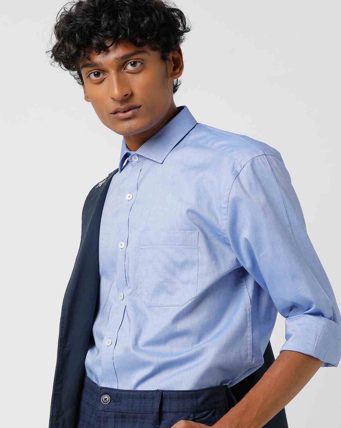 Men Oxford Regular Fit Shirt with Patch Pocket