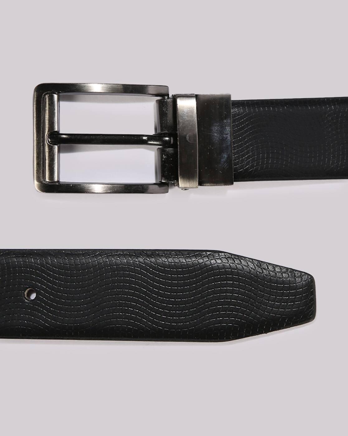 NETWORK | Men Croc-Embossed Leather Belt with Buckle Closure|2