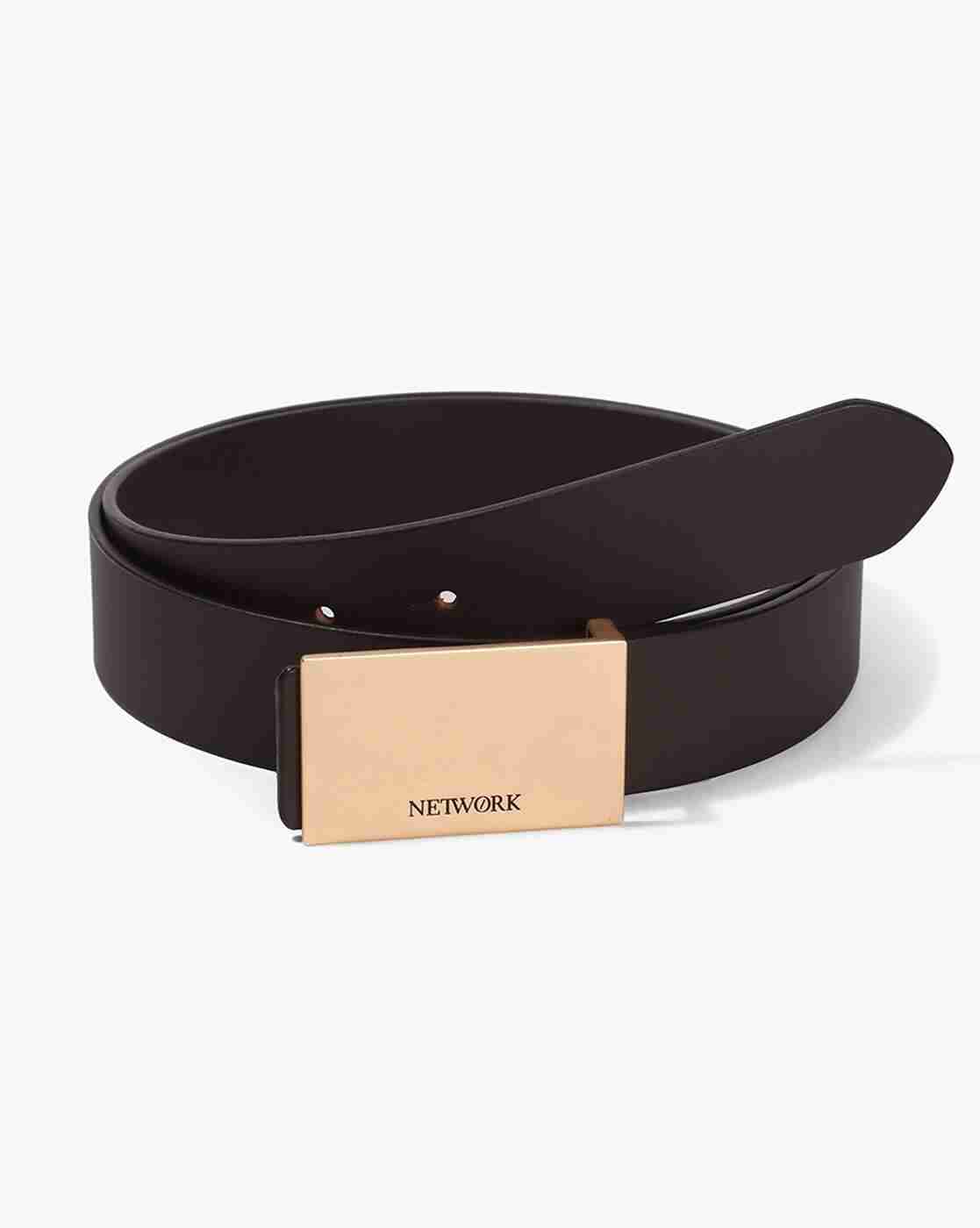 Men Leather Belt with Buckle Closure