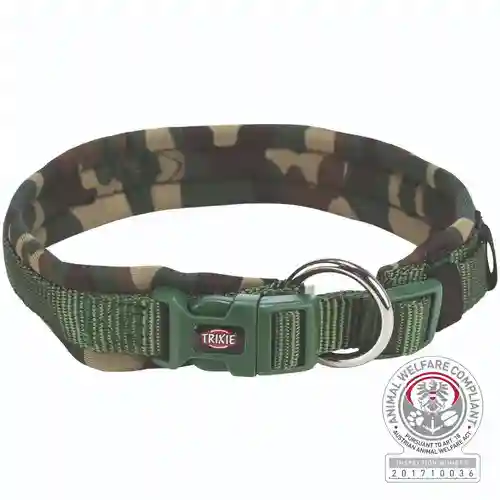 Trixie Premium Extra Wide Neoprene Padded Collar for Dogs, Camouflage/Forest Green