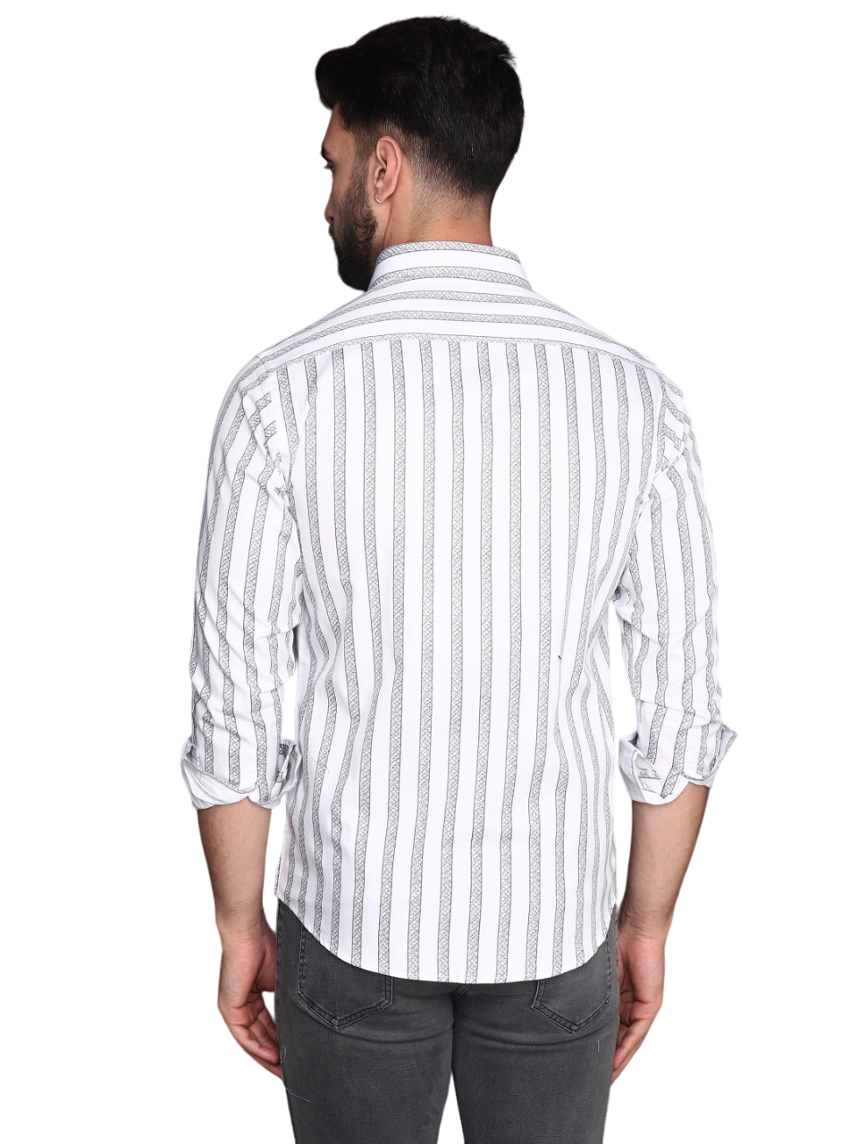 Albion Mens Cafe White Print Shirt F/S