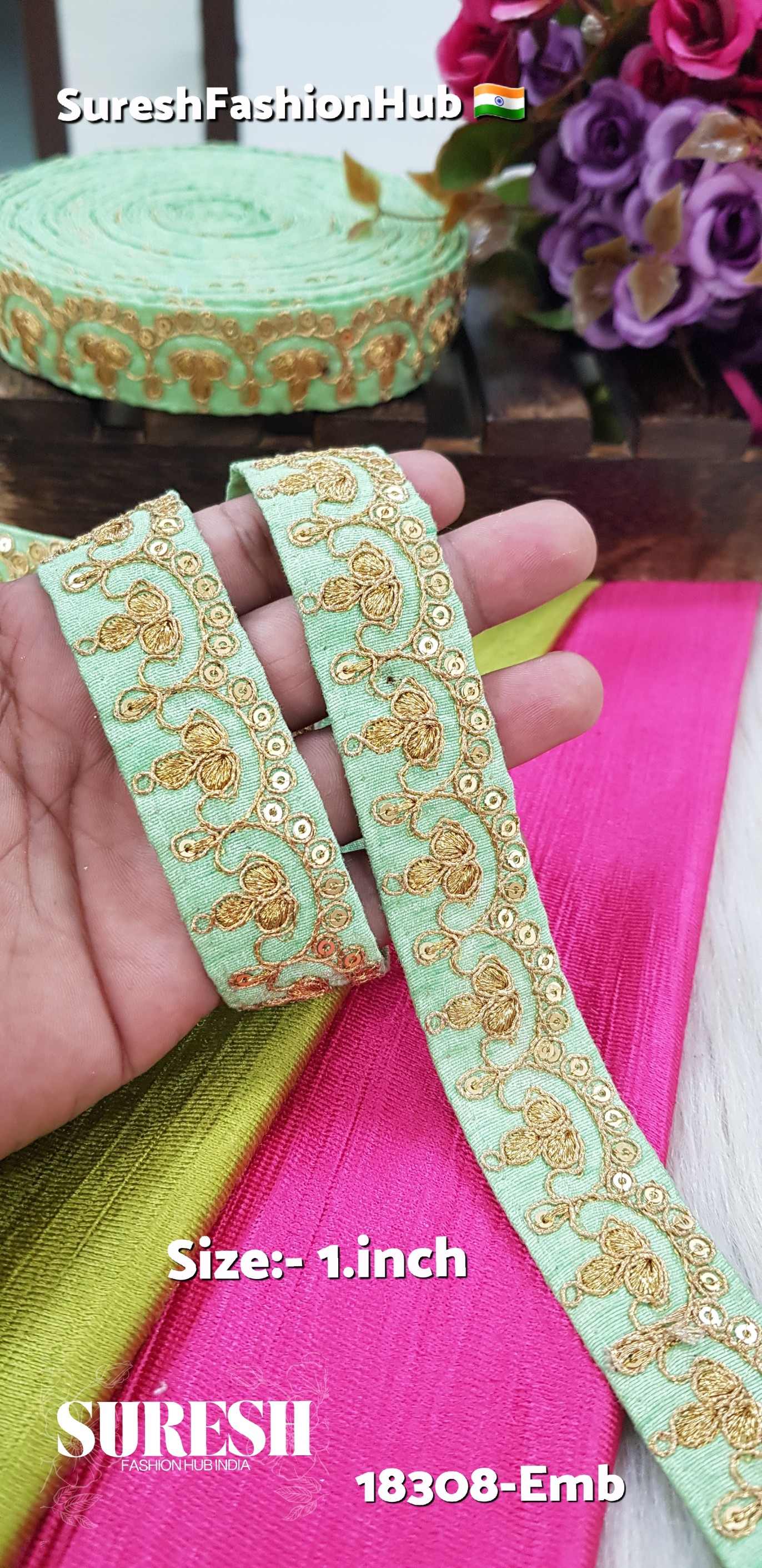 Pista Sequin, Zari & Dori Embroidery Lace – 18308-Emb