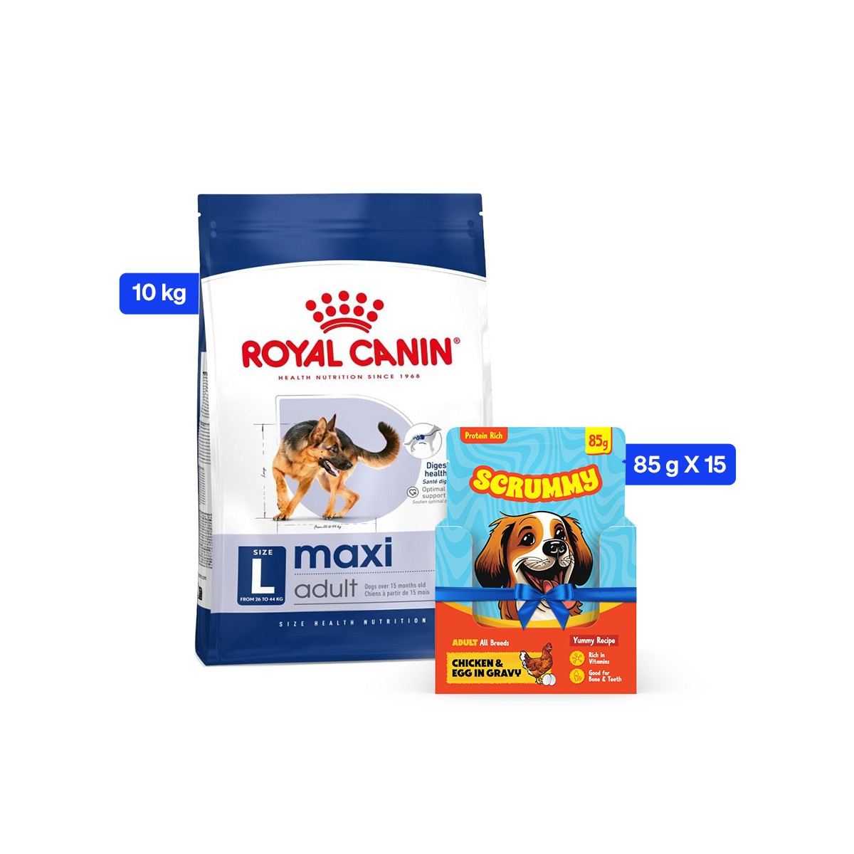 Royal Canin Maxi Adult Dry Dog Food - 10 Kg + Wet Food