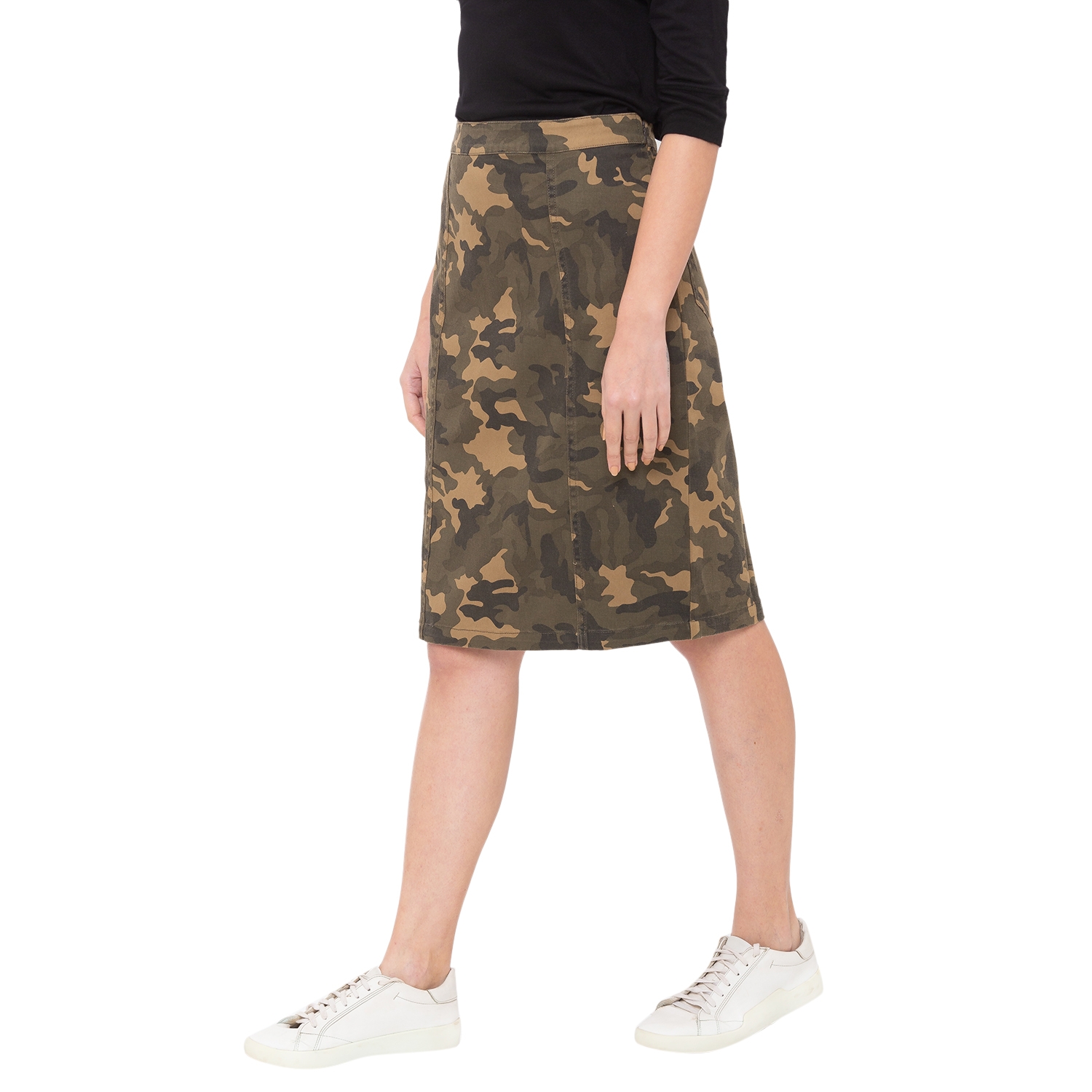 globus | Women's Green Cotton Camouflage Skirts 1