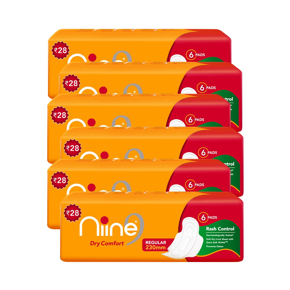 Niine Regular Sanitary Pads for Women (Pack of 6)