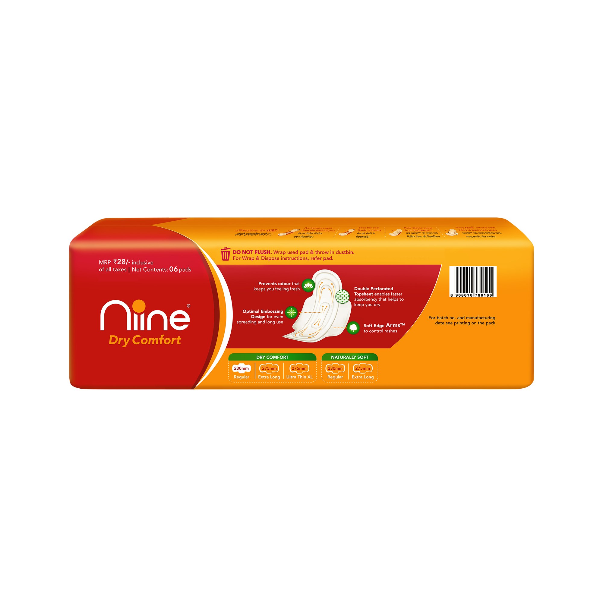 Niine Regular Sanitary Pads for Women (Pack of 6)