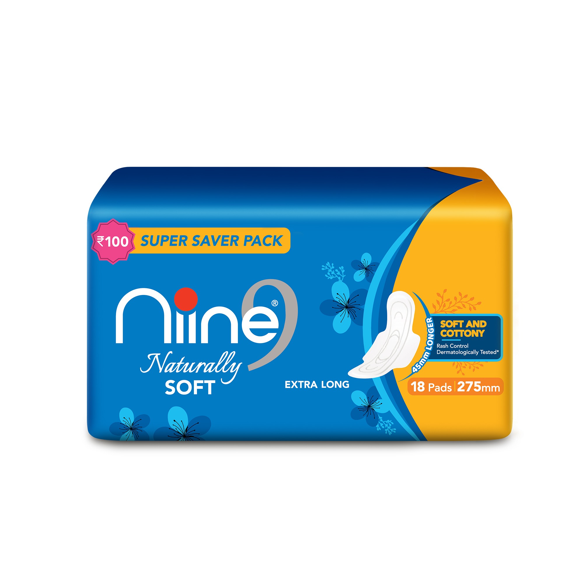 Niine Naturally Soft Extra Long Sanitary Pads for Women (Pack of 4)