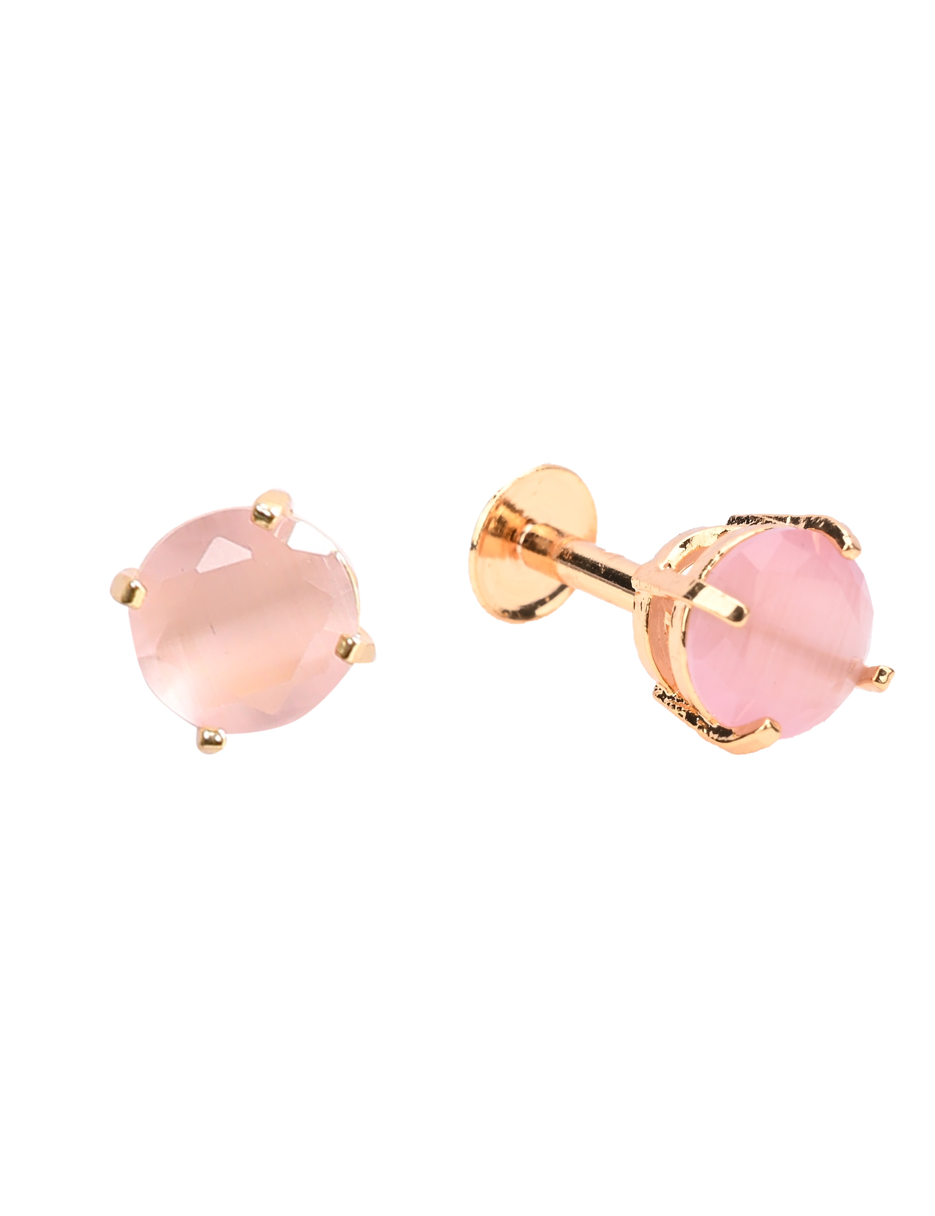 The Nila Gold Plated Pink Stone Stud