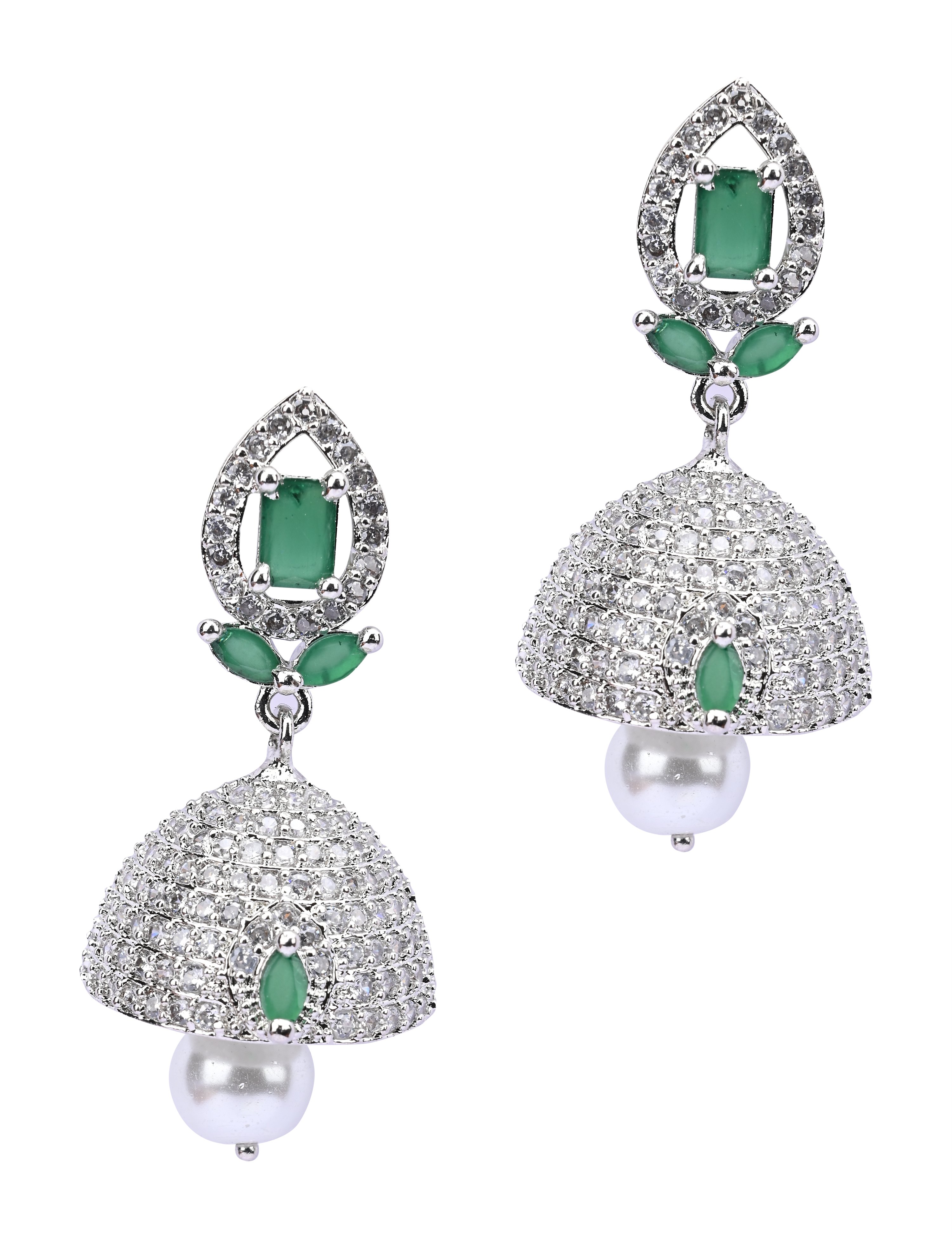 The Nila Silver Plated Drop Jhumkas