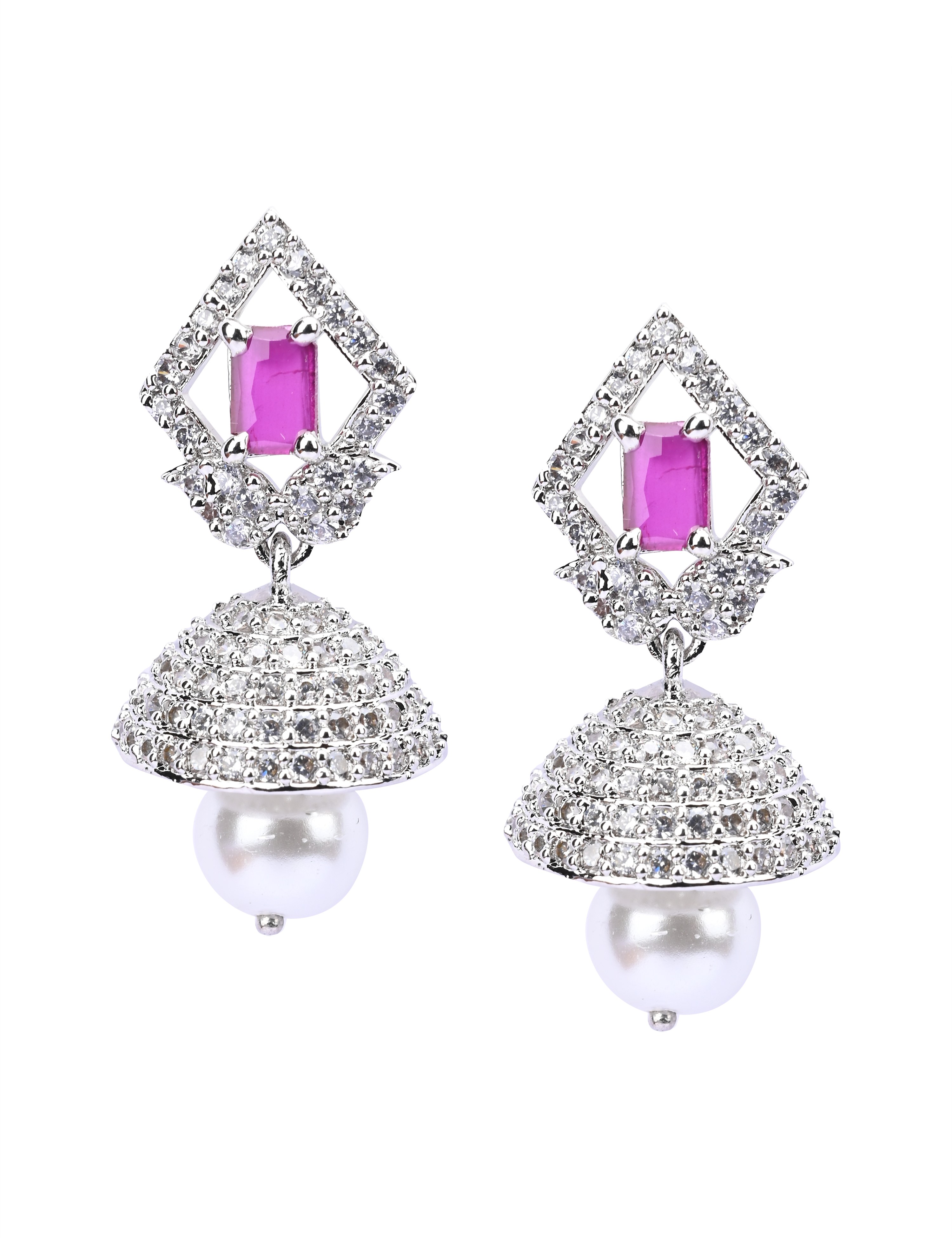 The Nila Silver Plated Rhombus Jhumkas