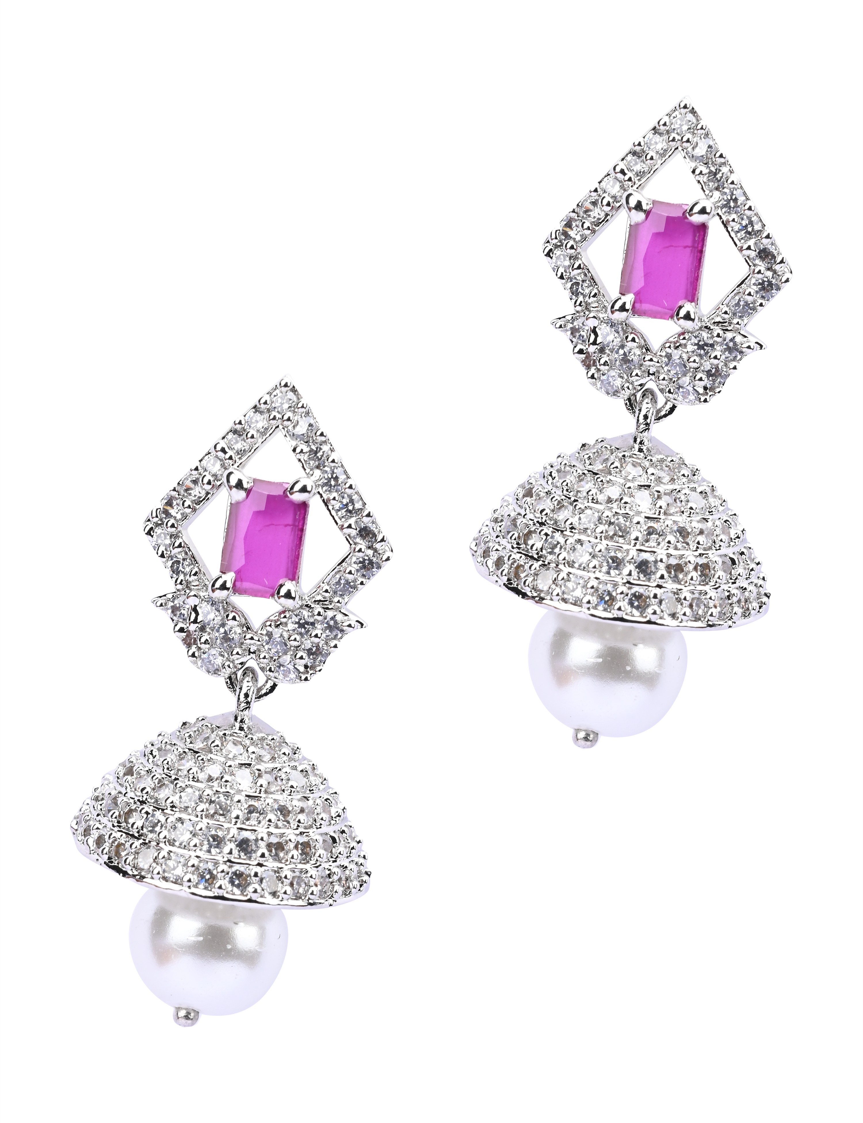 The Nila Silver Plated Rhombus Jhumkas