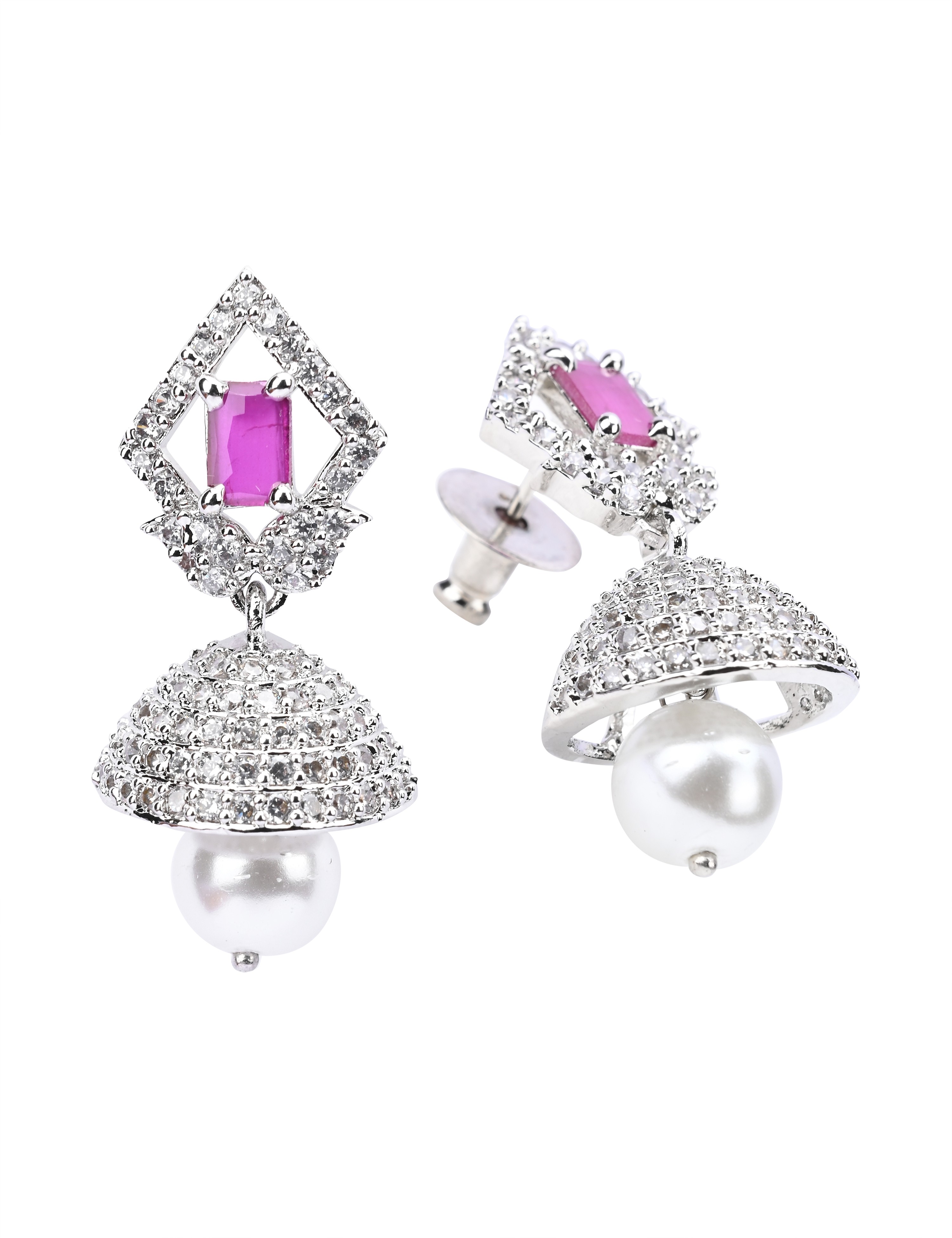 The Nila Silver Plated Rhombus Jhumkas