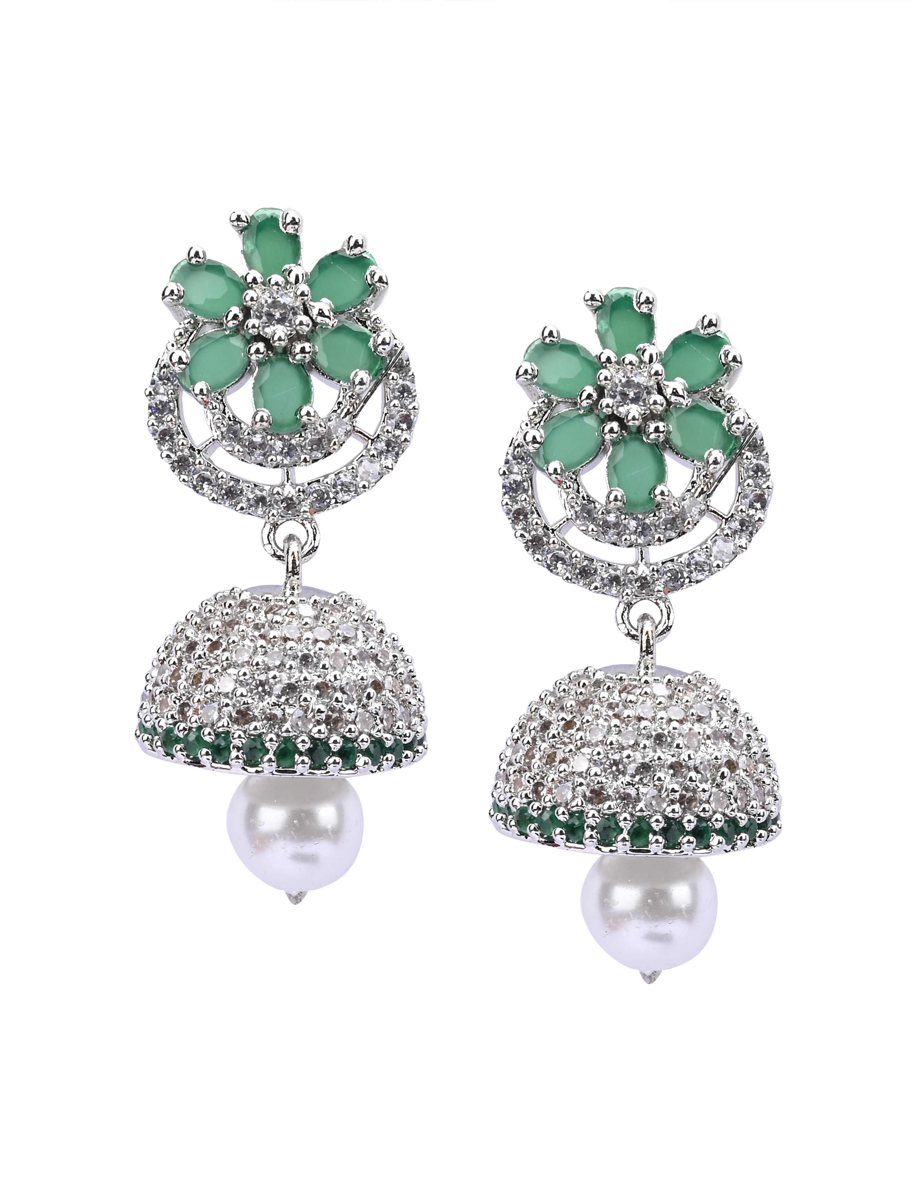 The Nila Silver Plated Floral Jhumkas