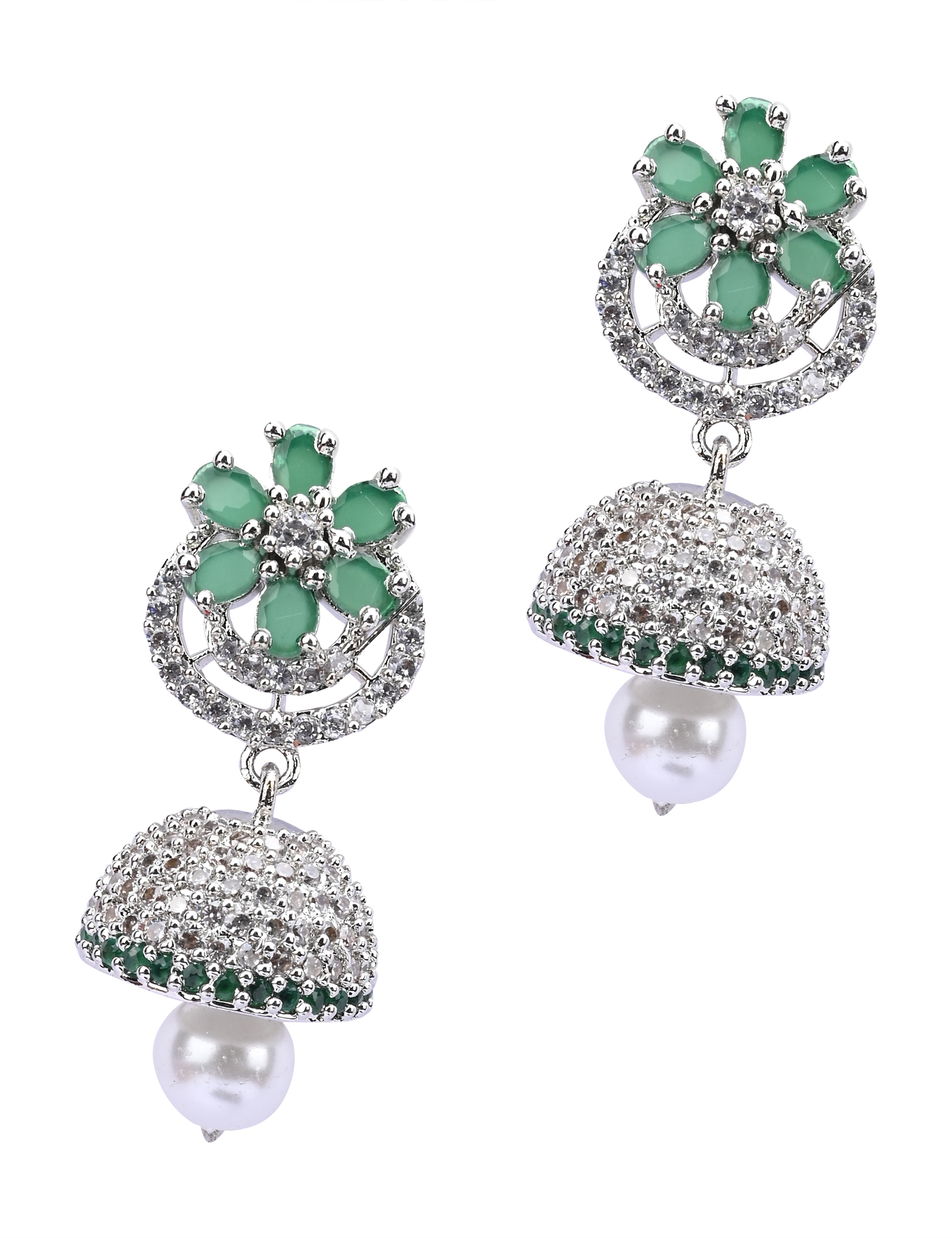 The Nila Silver Plated Floral Jhumkas